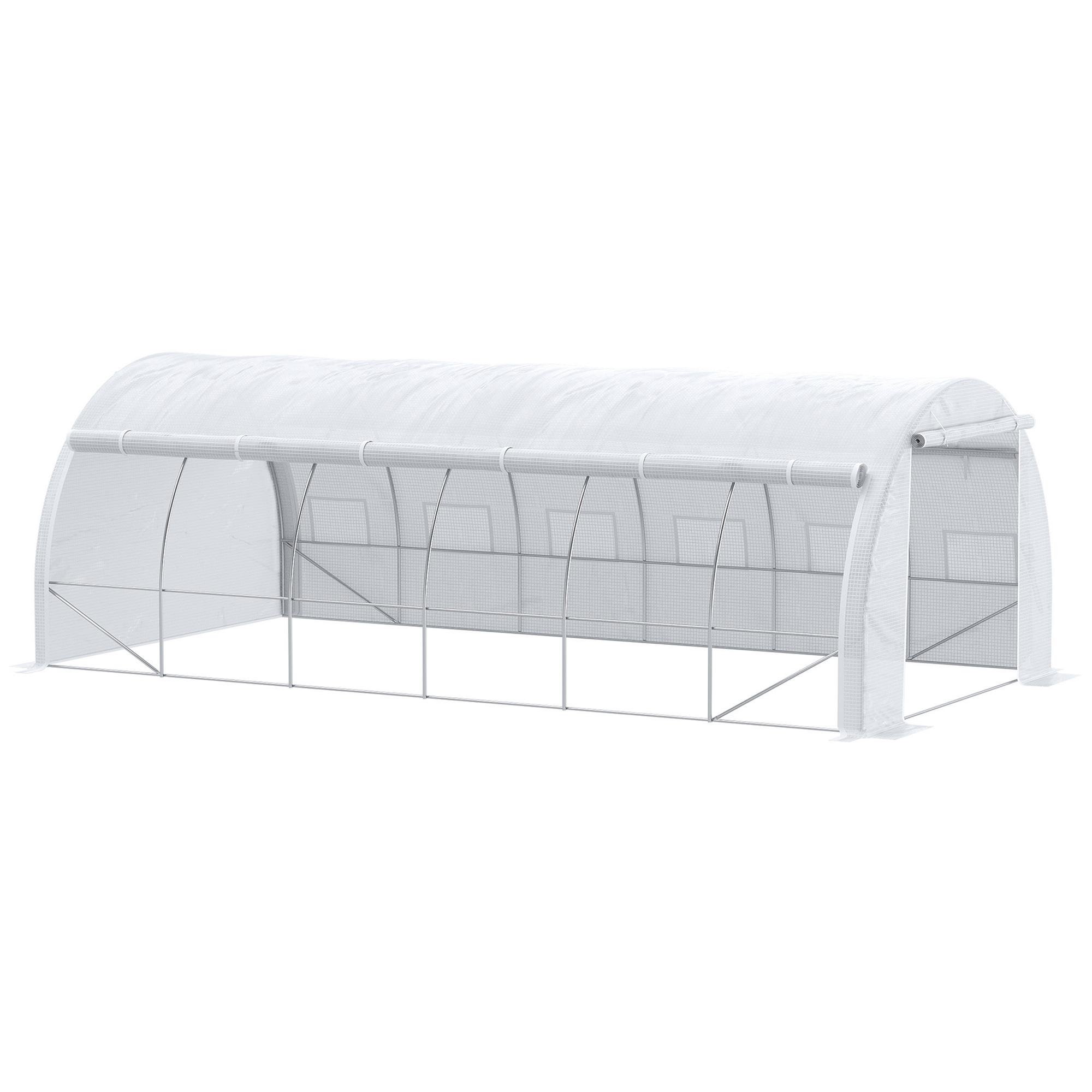 White 19.6x9.9 Tunnel Greenhouse with UV-Resistant Cover