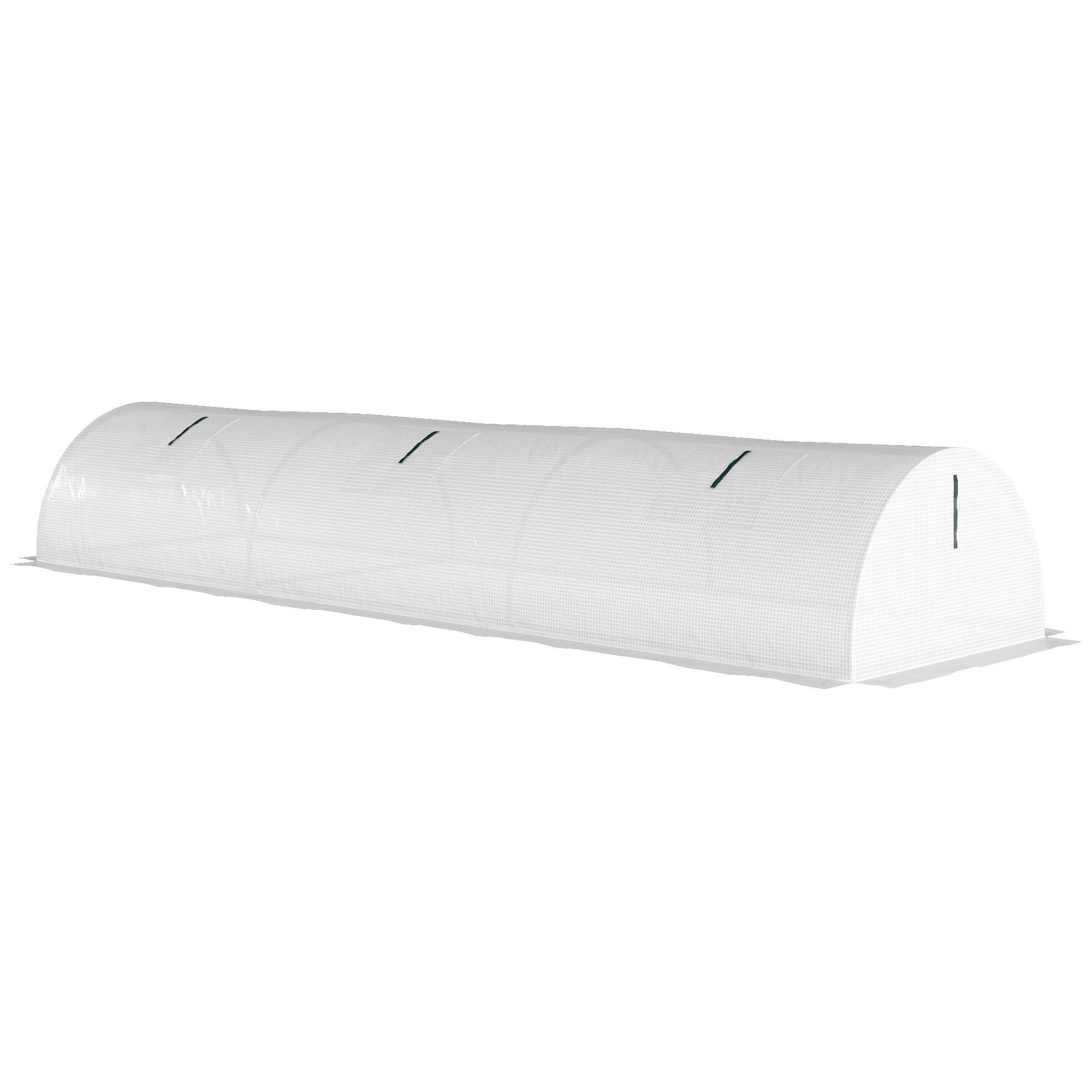 White steel mini greenhouse, compact 10' x 3' tunnel