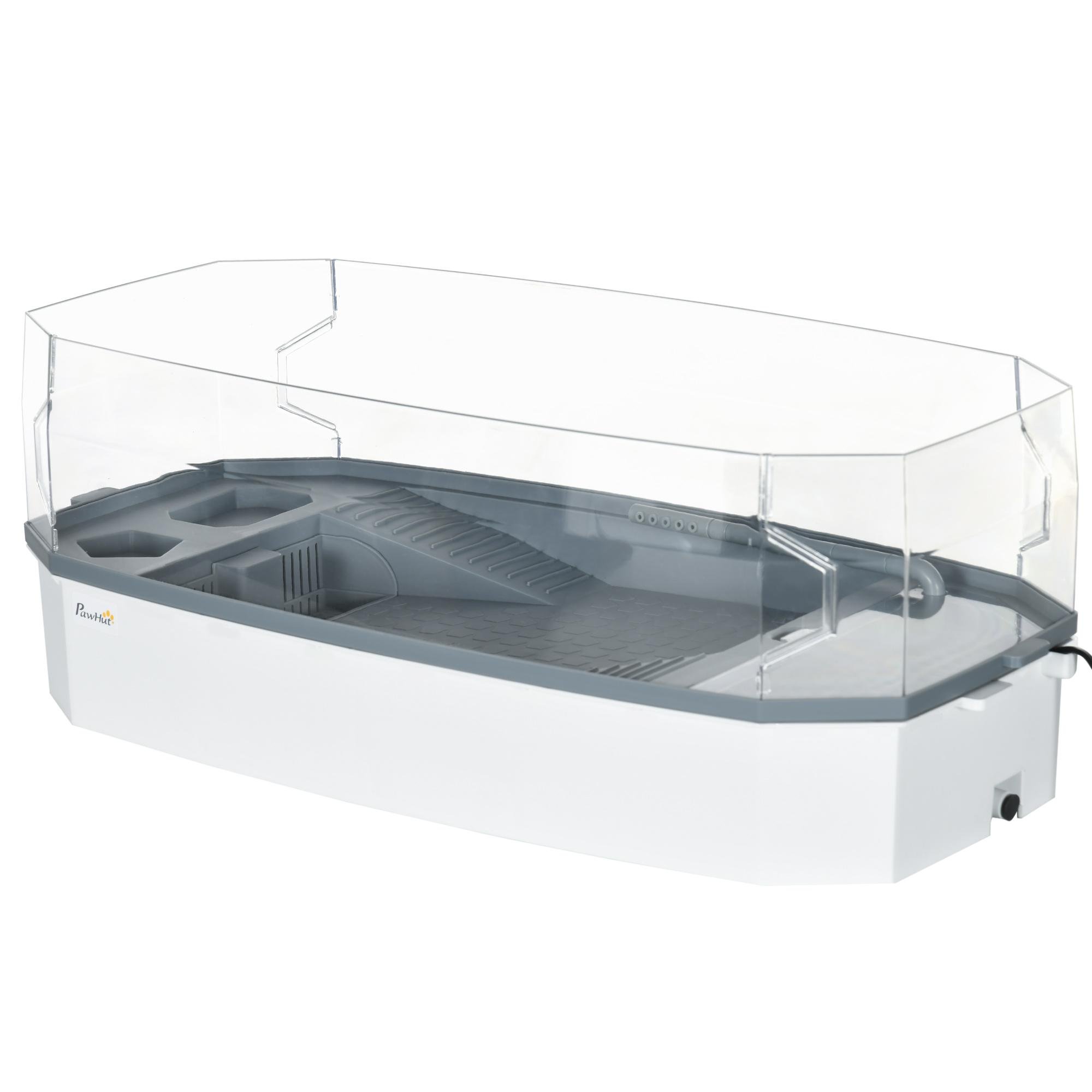 White Plastic Turtle Tank with Layered Filtration for Small Turtles