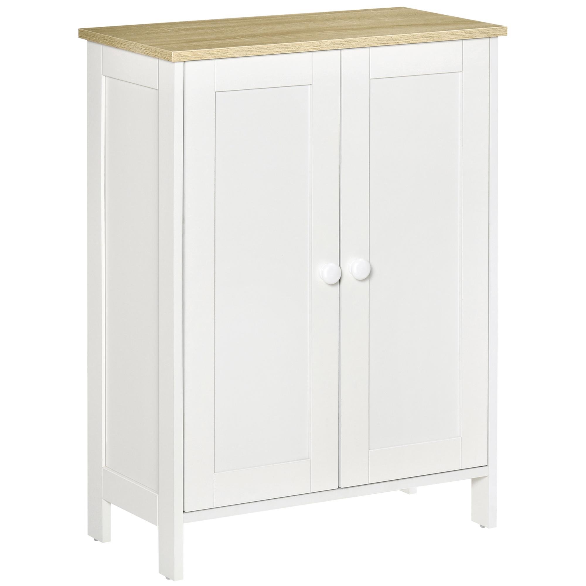 White Two Door Cabinet with Adjustable Interior Shelves