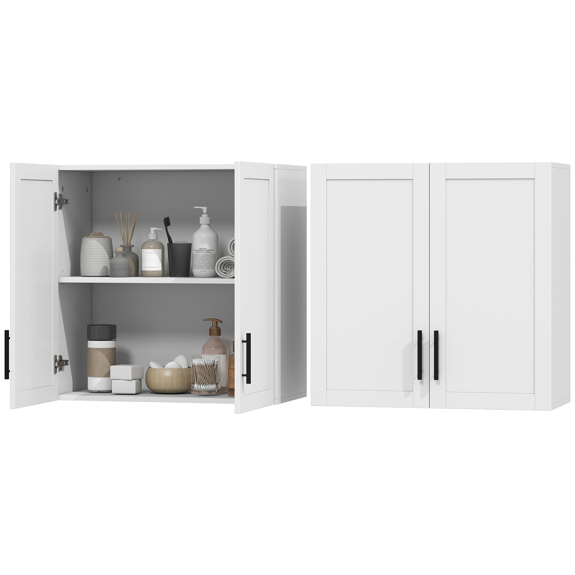 White Two-Door Wall Cabinet with Adjustable Shelf, 23.6-In.
