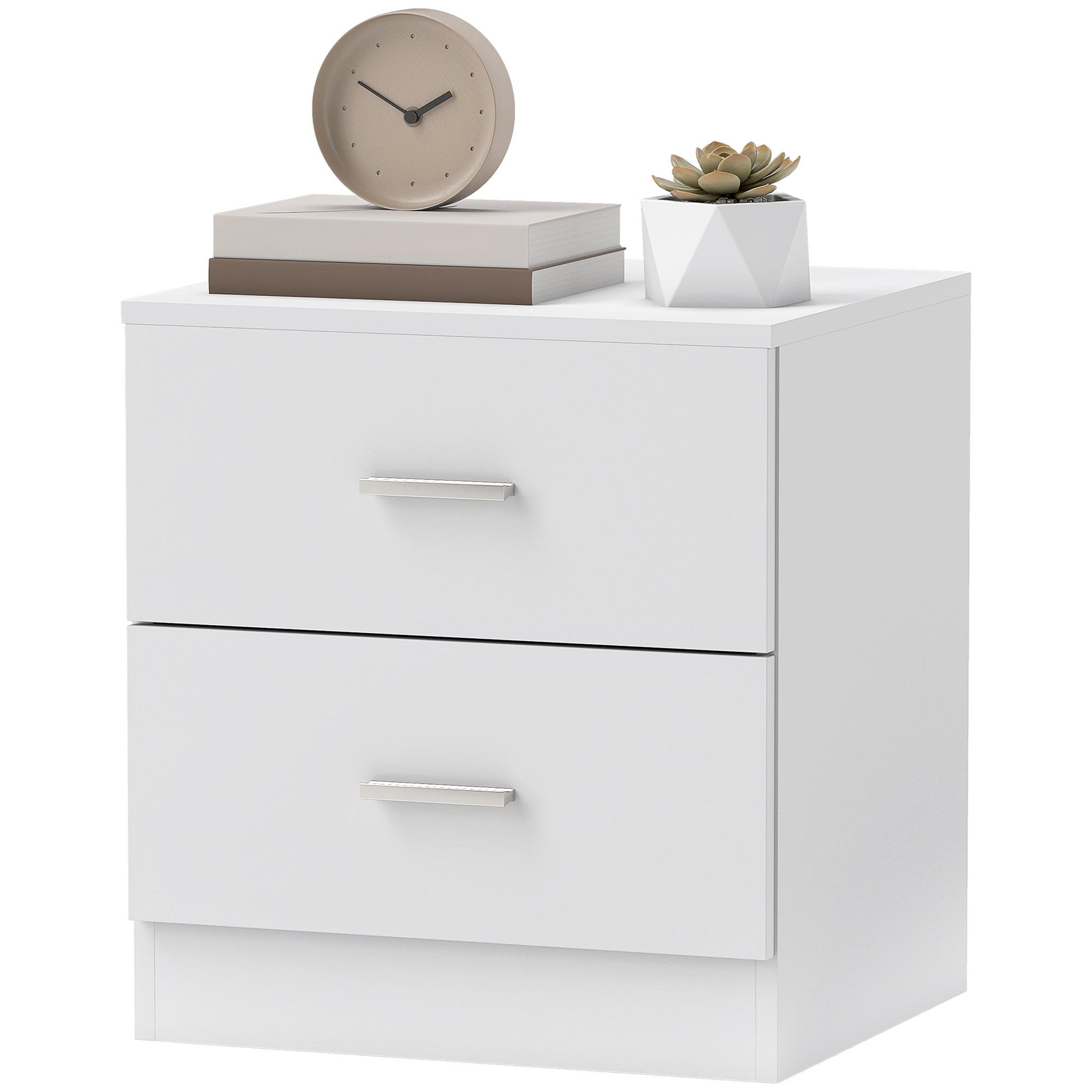 White Two-Drawer Nightstand with Modern Storage