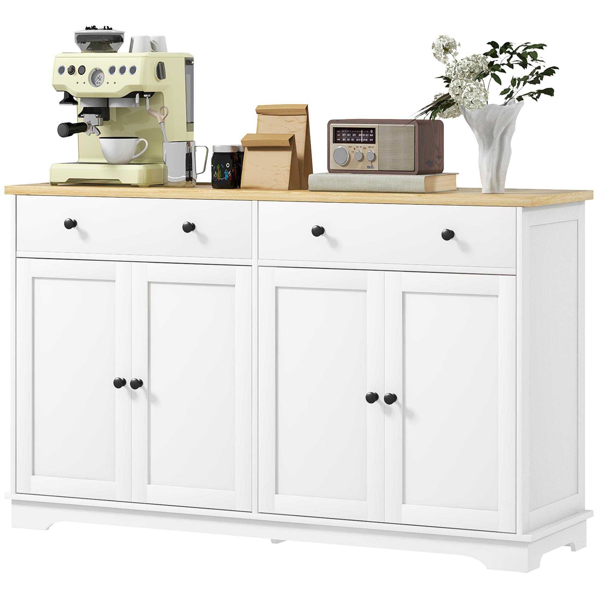 White Adjustable Shelf Sideboard with Two Drawers