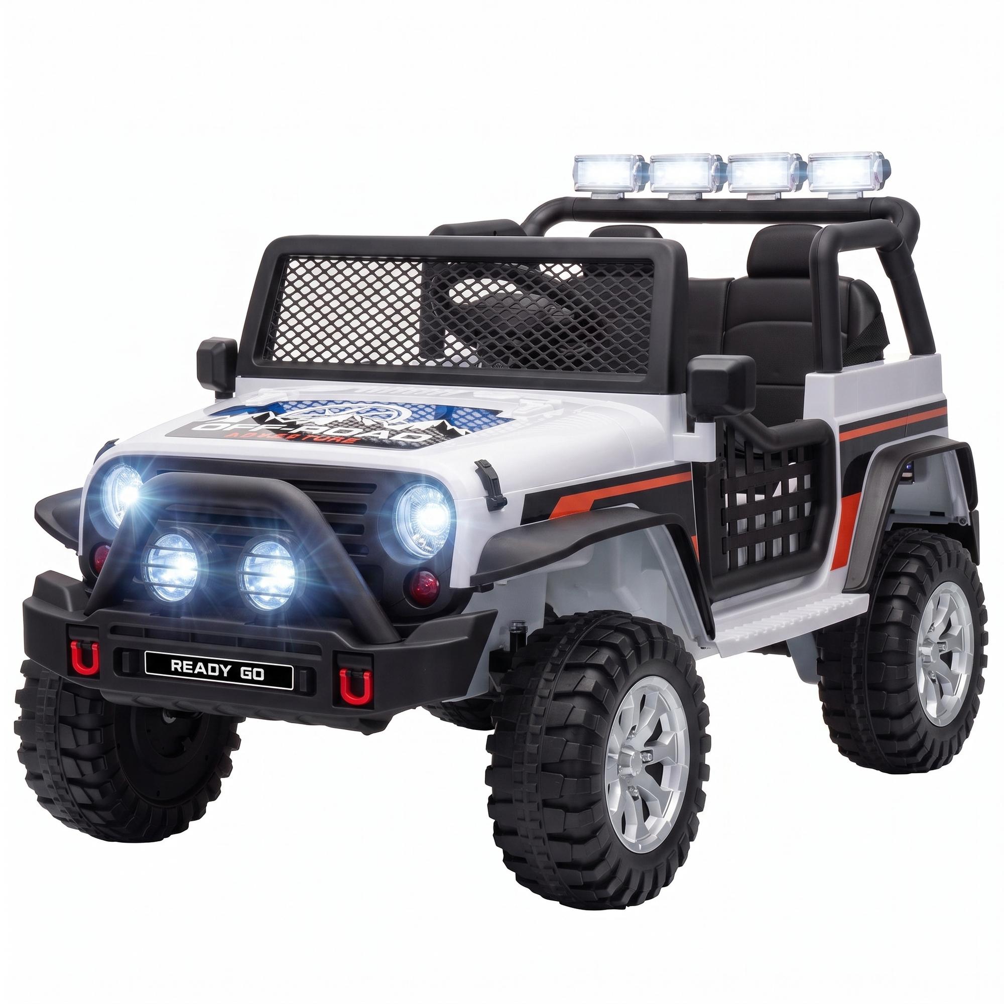 White 12V Two Seat Truck with Parent Remote
