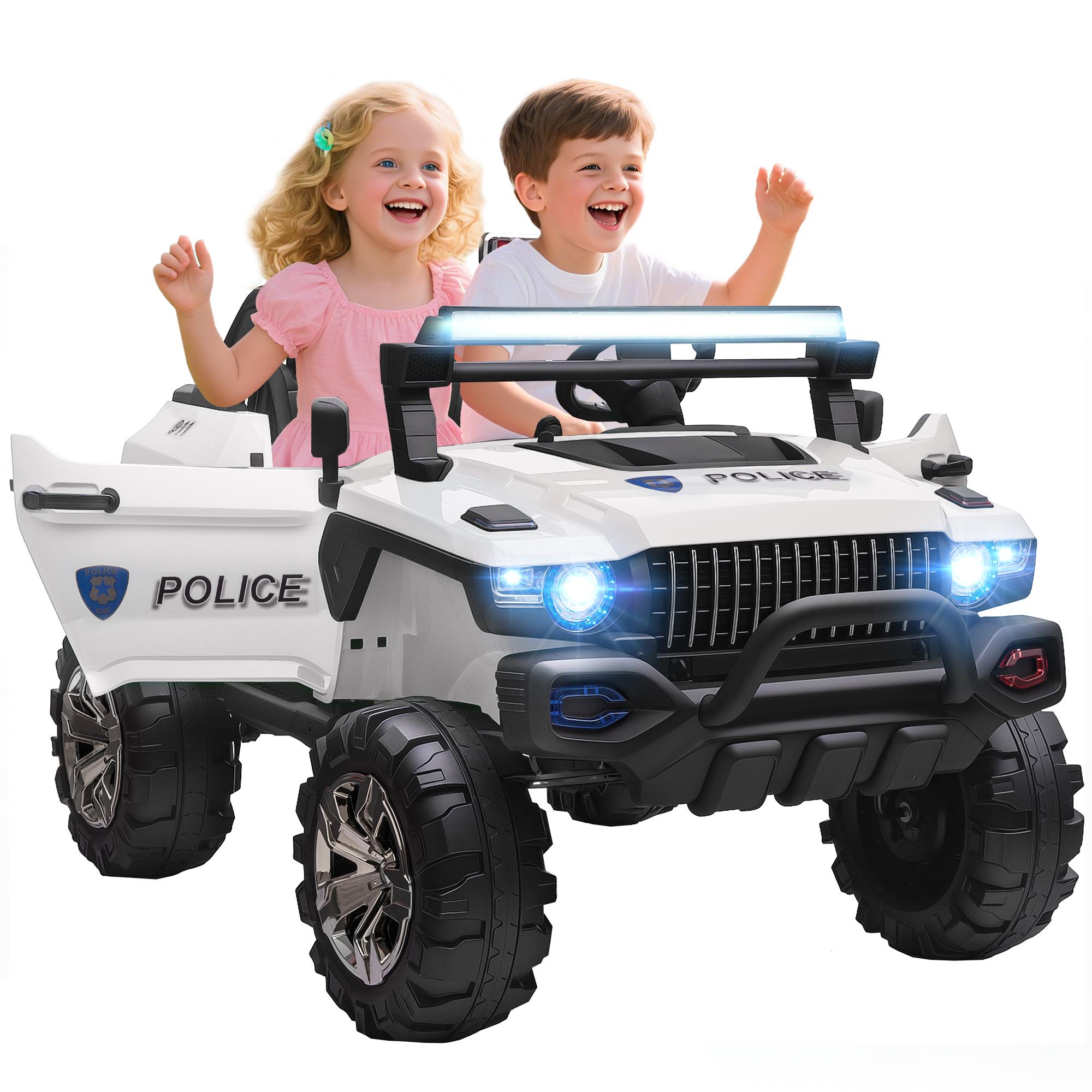 White Two Seat Police Truck with Parent Remote Control