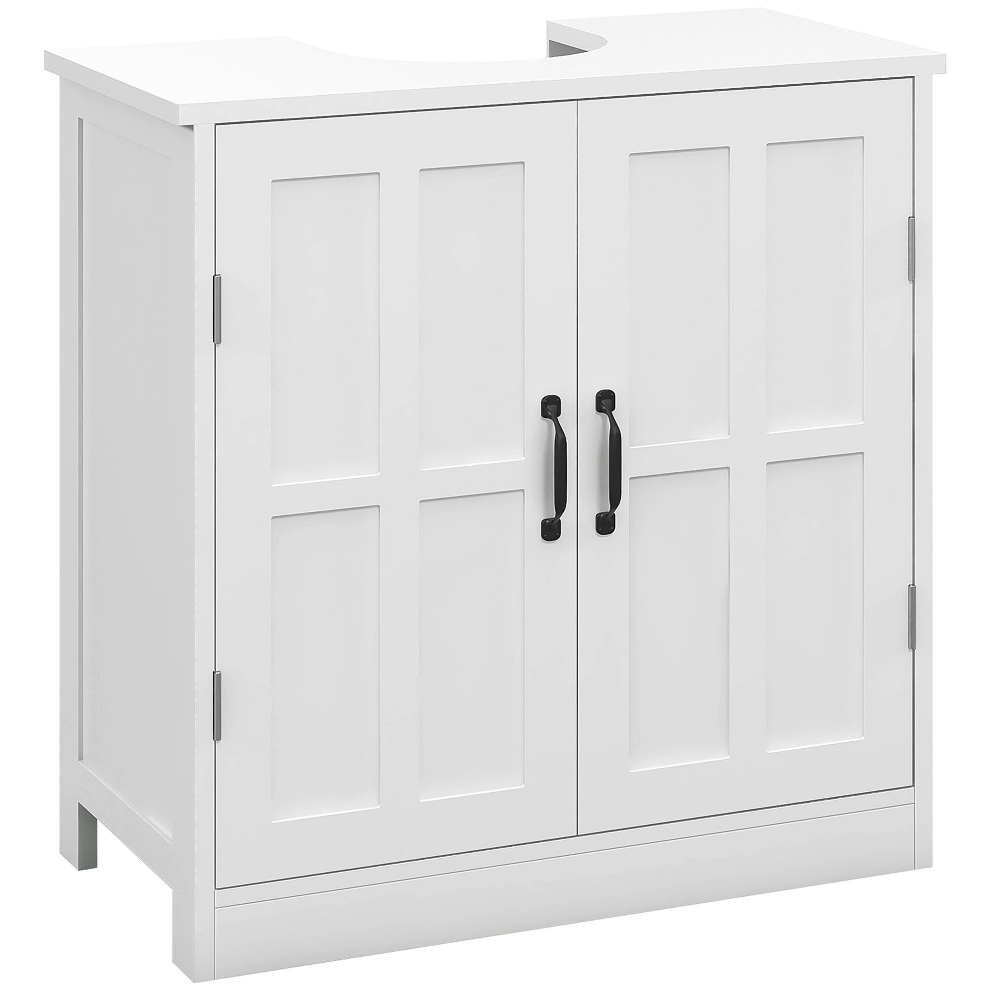 White Under Sink Cabinet with Adjustable Shelf