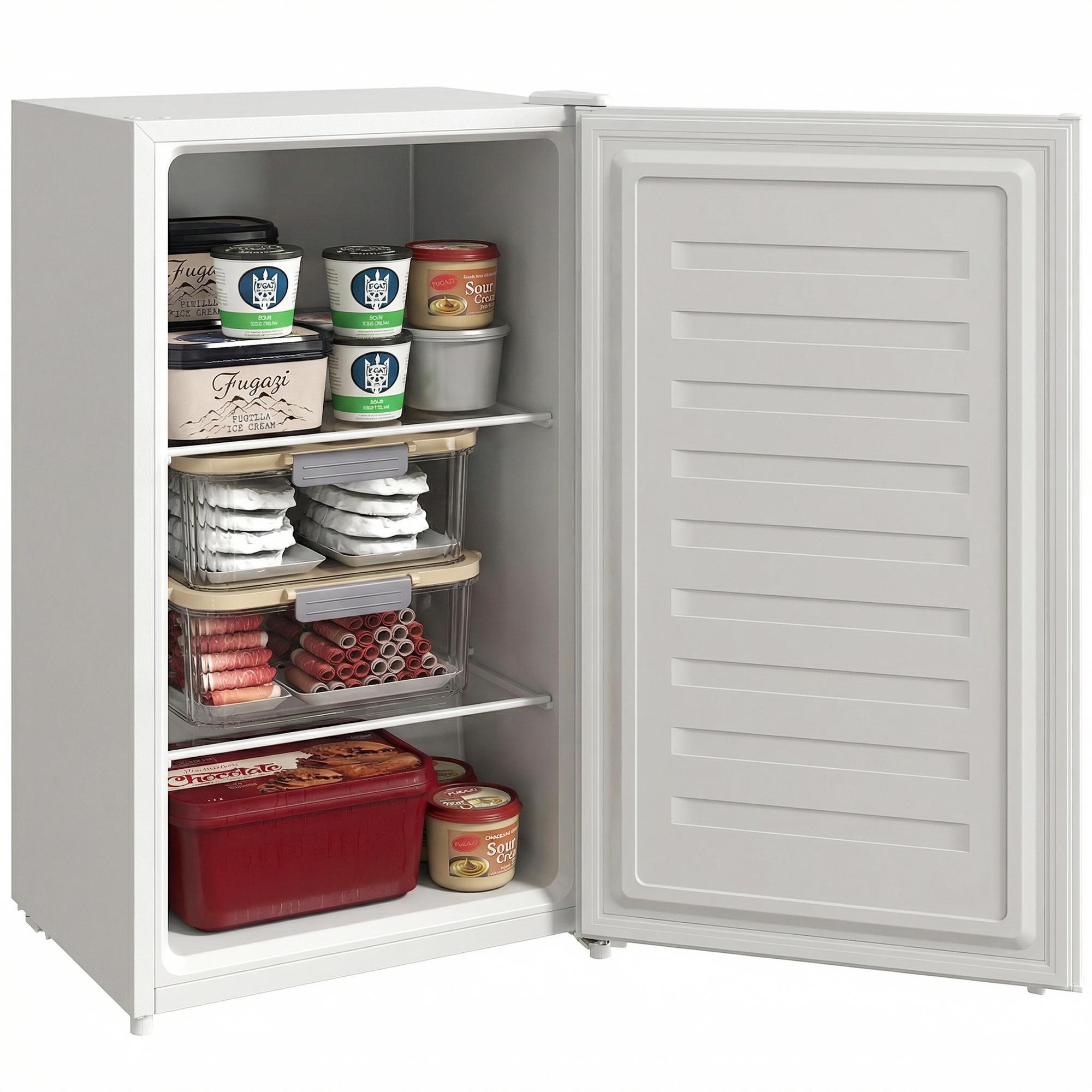 White 2.1 cu ft freezer with reversible door