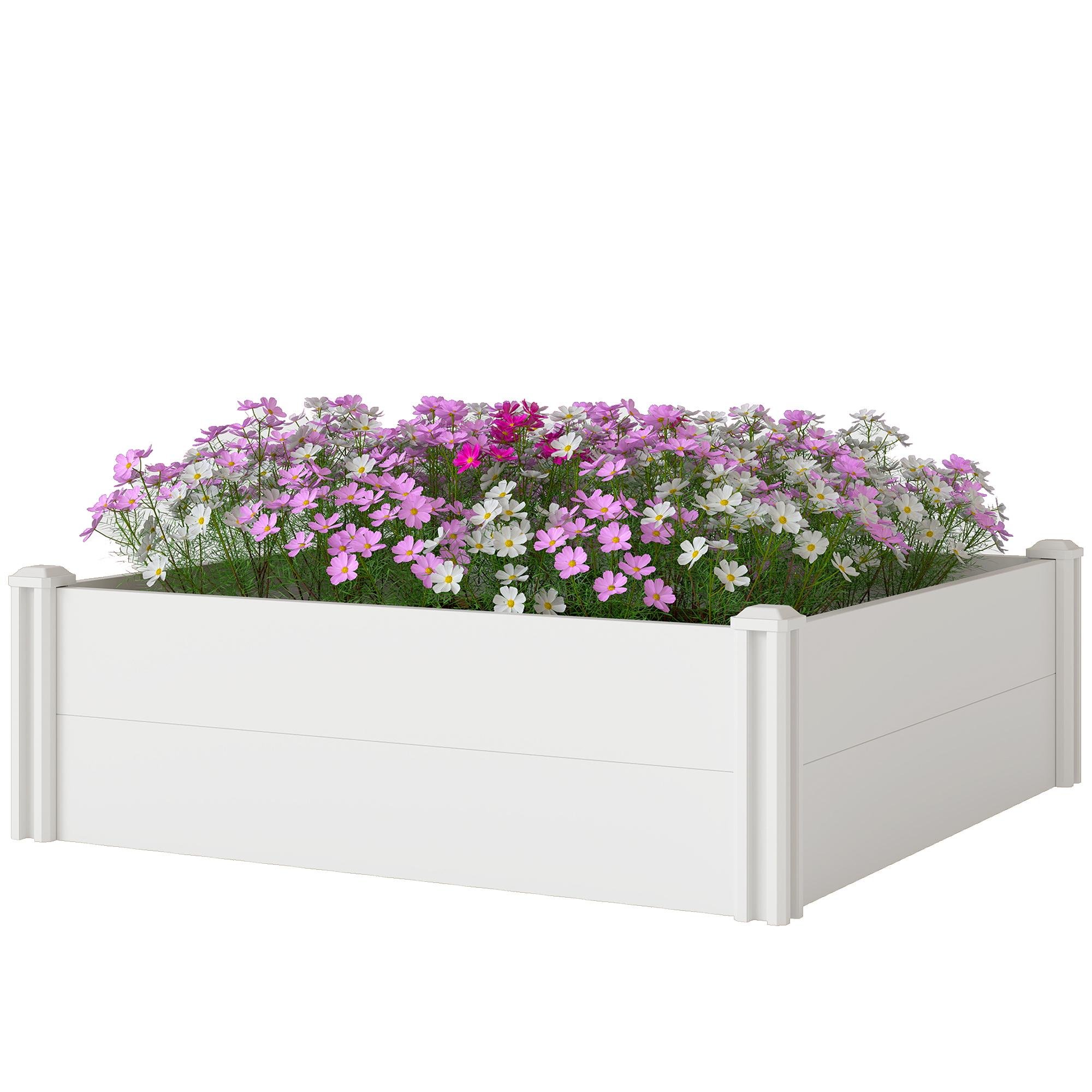 White Vinyl 3x3 Raised Bed, Open-Bottom Design