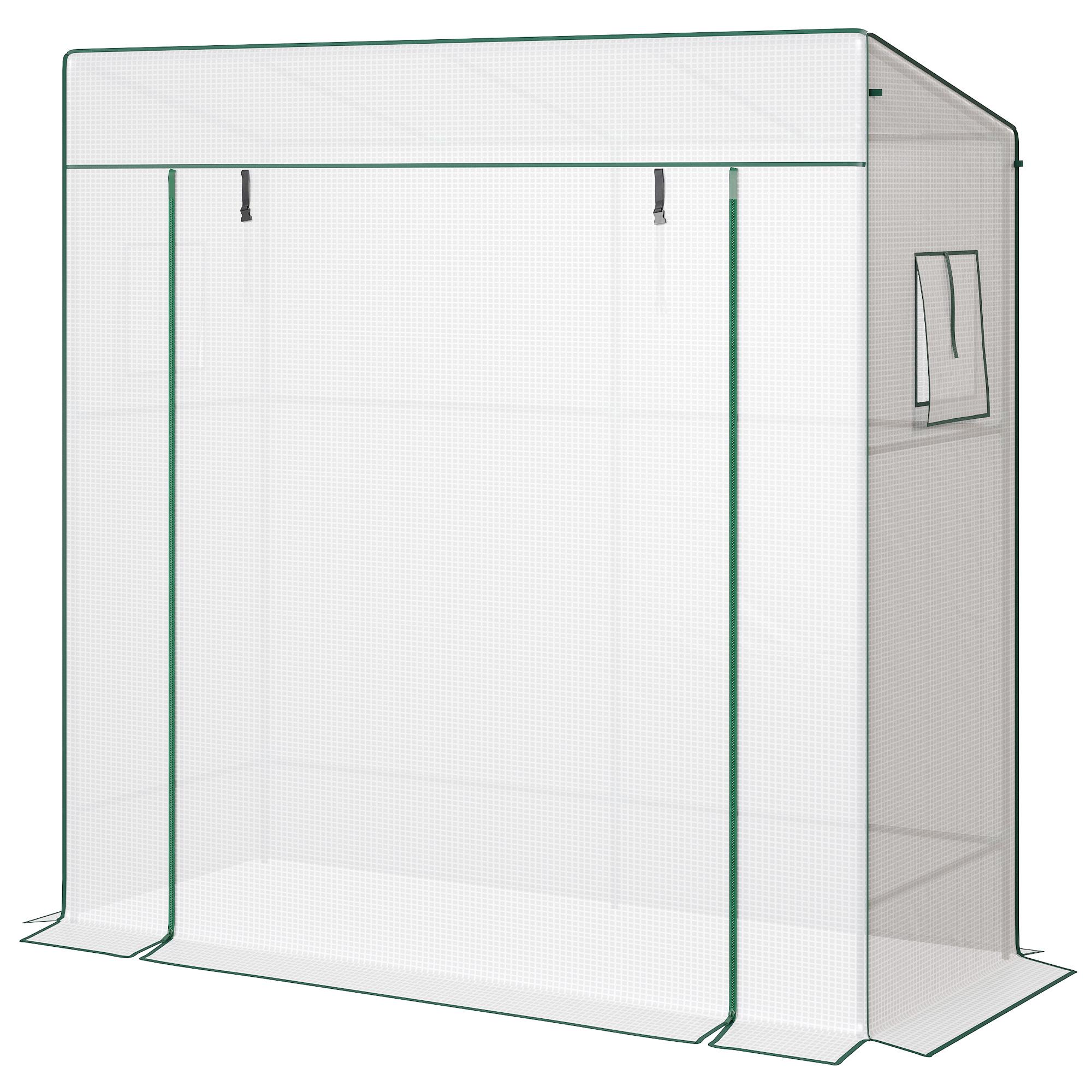 White Reinforced Lean-to Greenhouse for Climbing Plants
