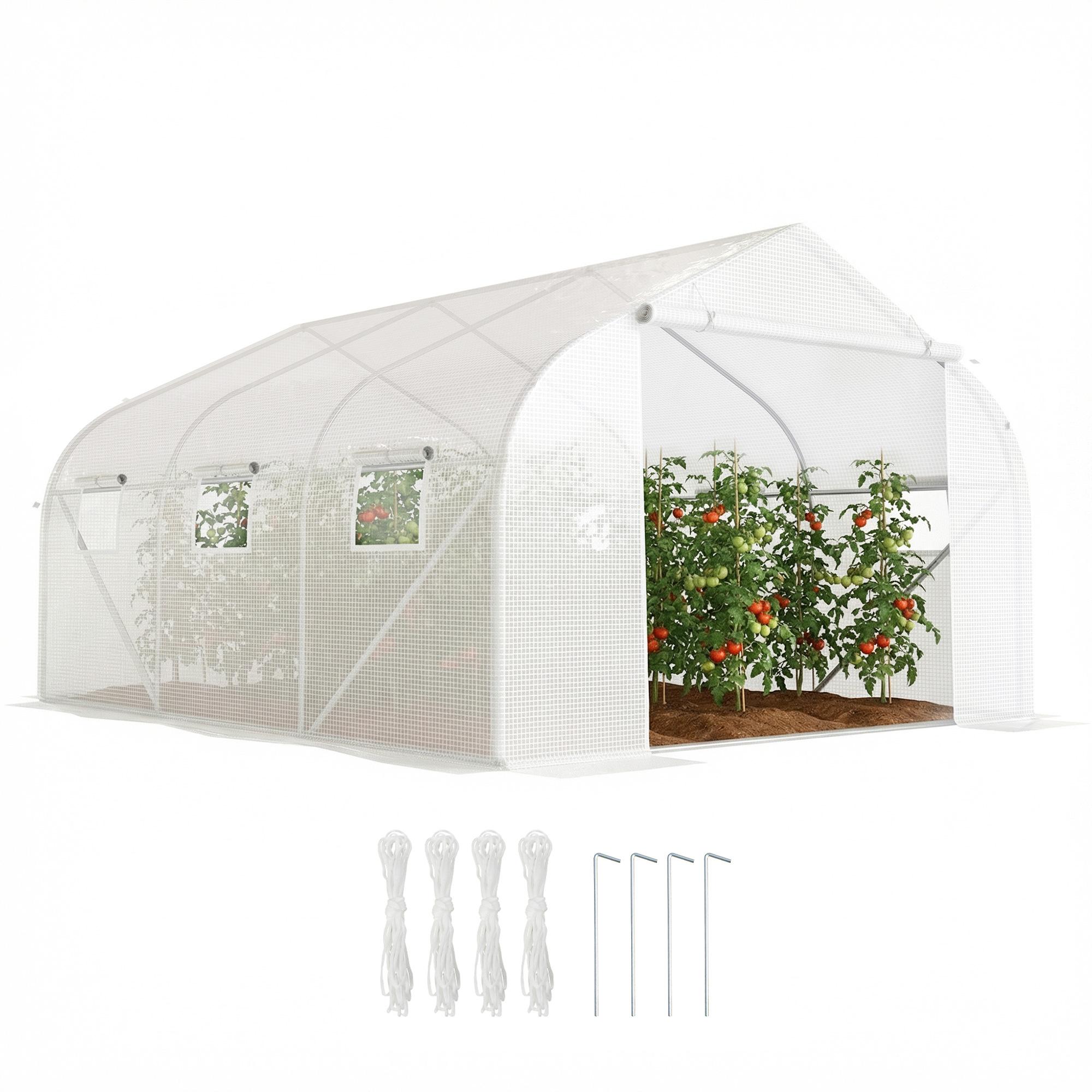 White Walk-In Tunnel Greenhouse with UV-Resistant PE Cover