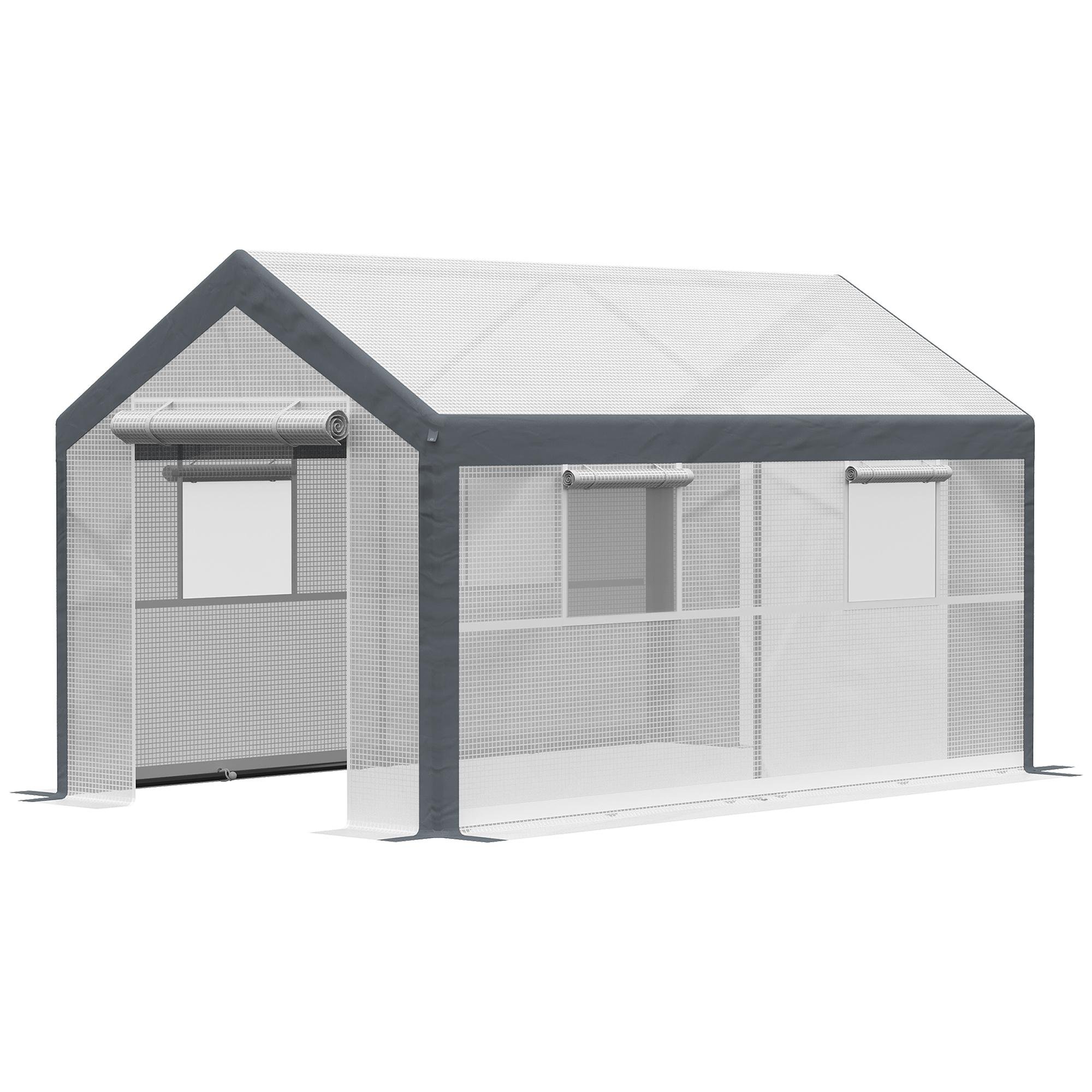 White 7x12 ft tunnel greenhouse with PE cover