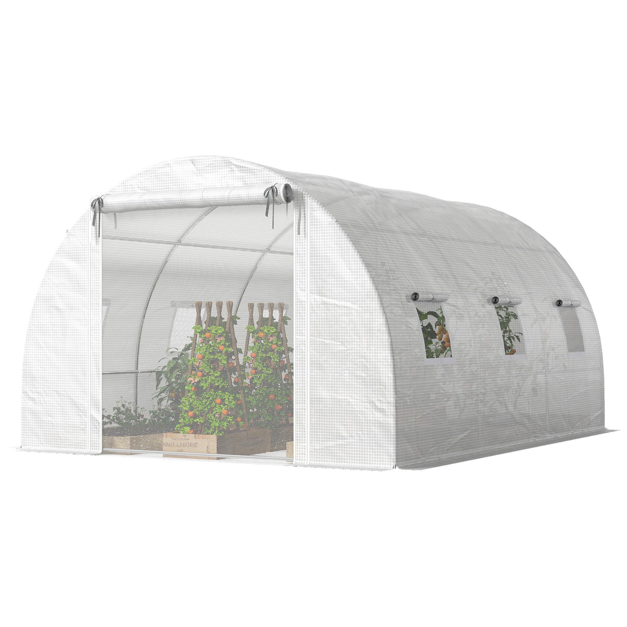 White 13x9.8 ft Garden Greenhouse with Support Rods