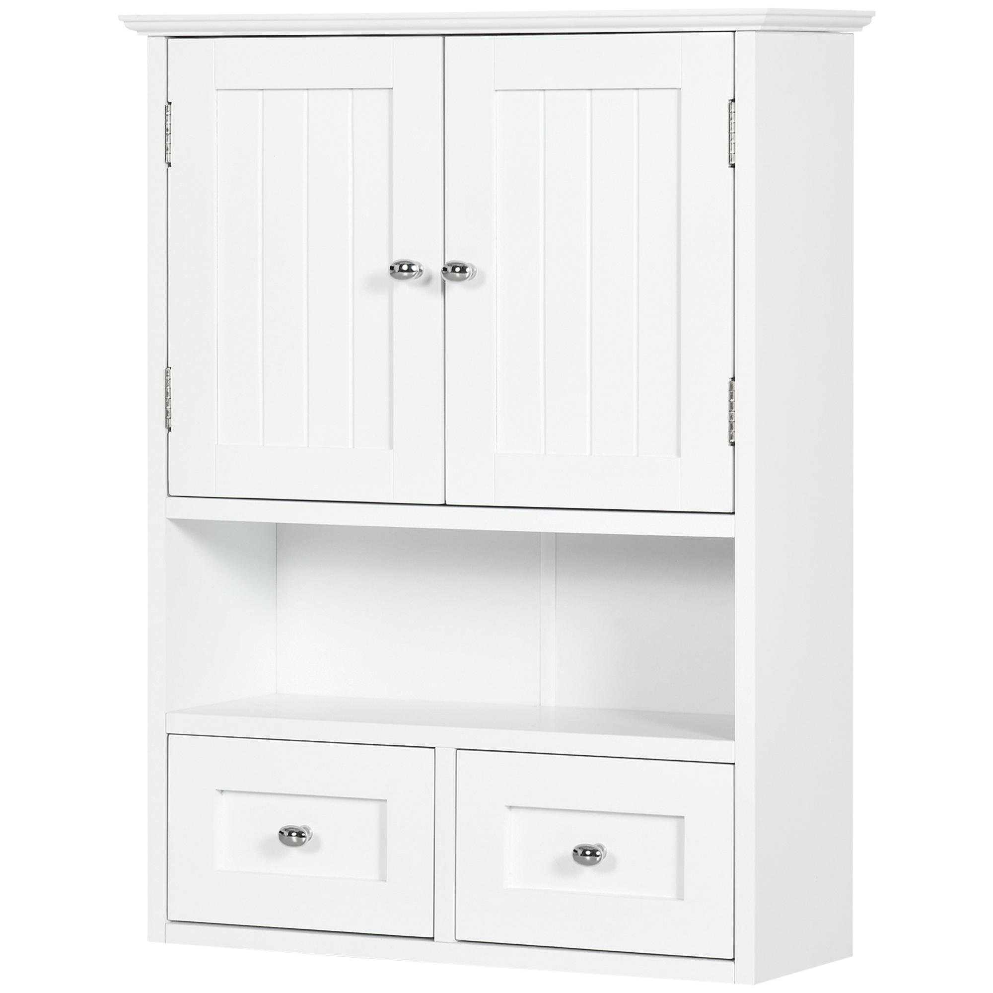 White Bathroom Cabinet With Drawers for Wall-Mounted Storage