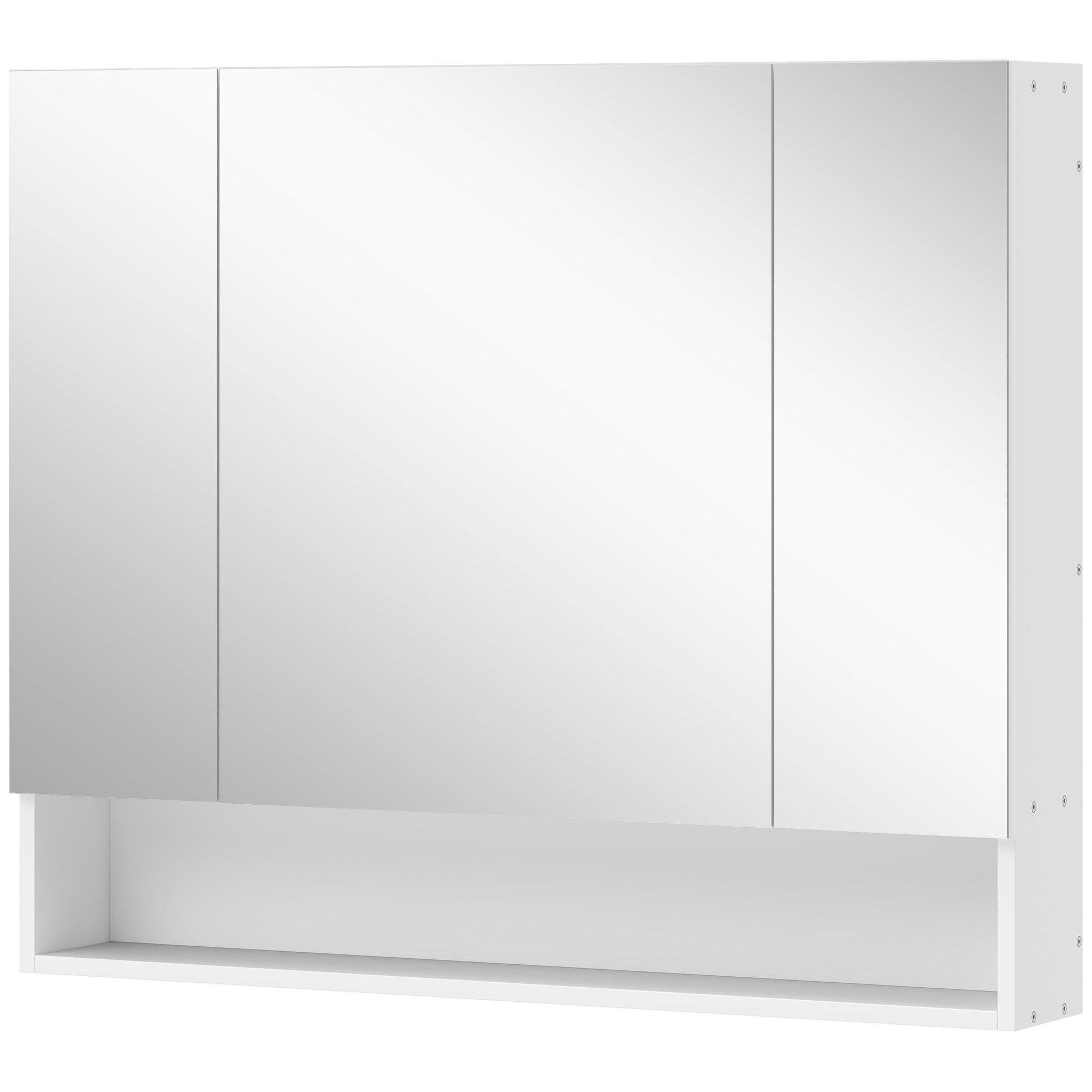 White 35.4-Inch Mirror Cabinet with Three Mirrors