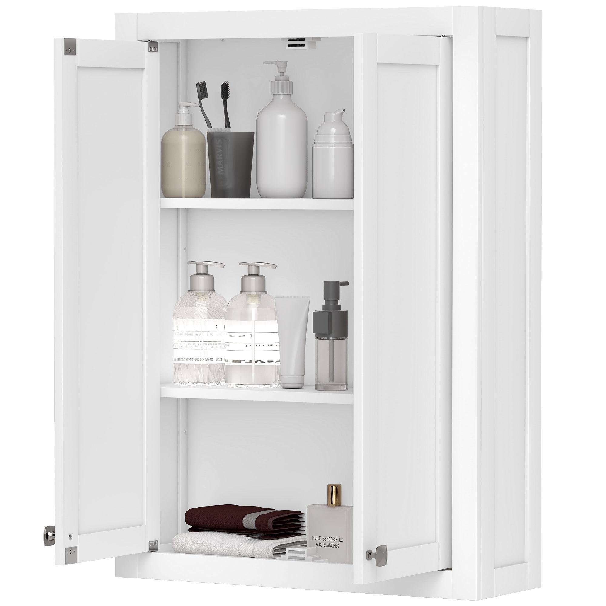 White 24 Inch Bathroom Cabinet with Adjustable Shelves