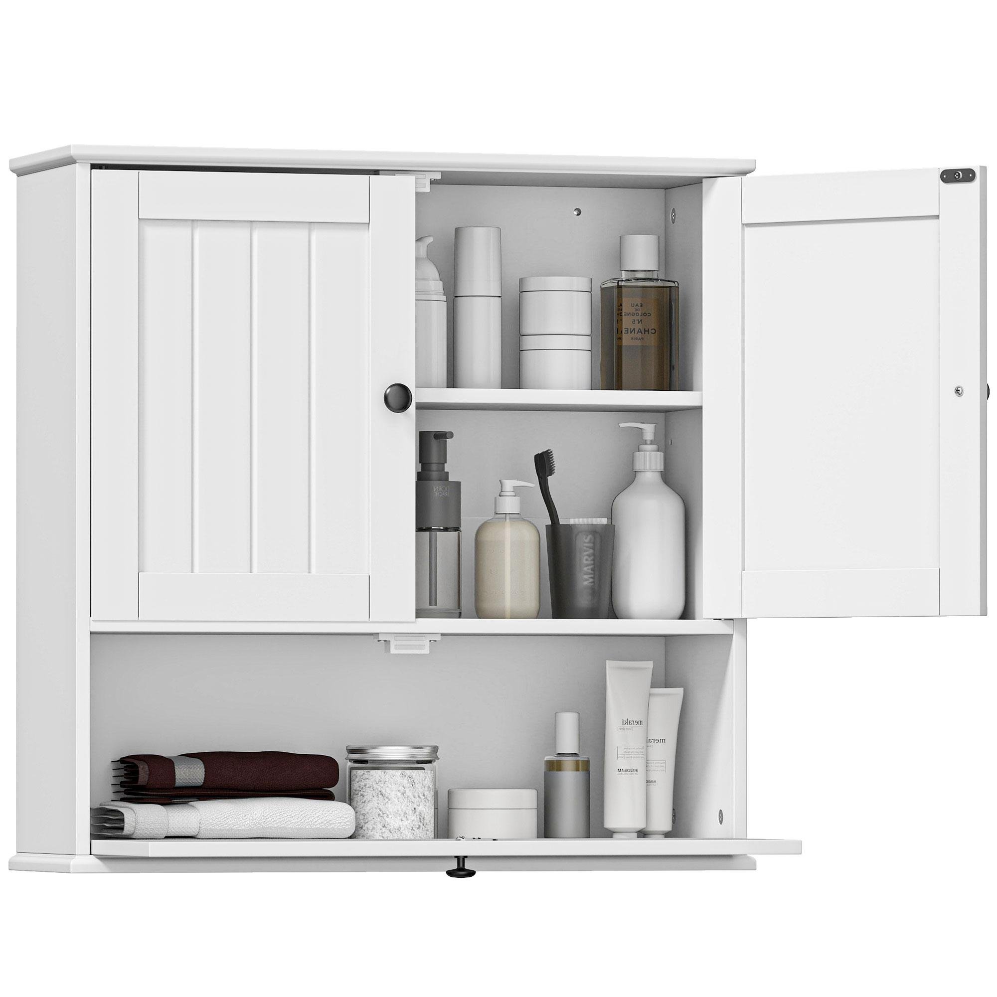 White Farmhouse Medicine Cabinet with Adjustable Shelves