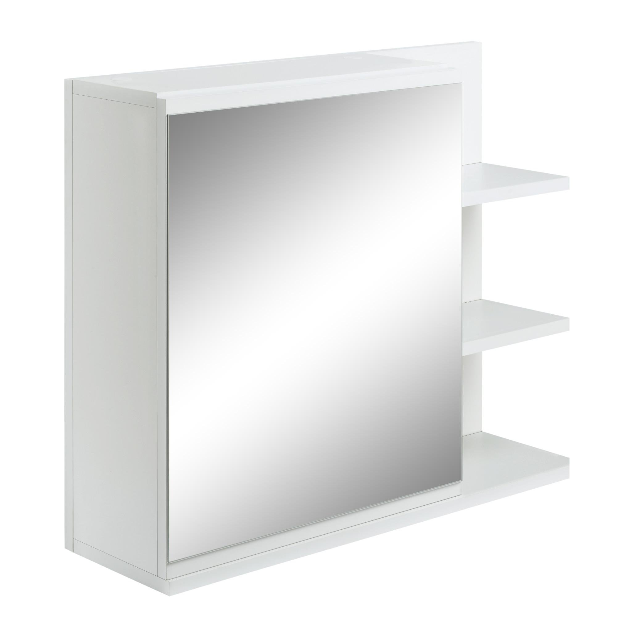 White 23.6 Inch Mirror Cabinet with Open Shelves