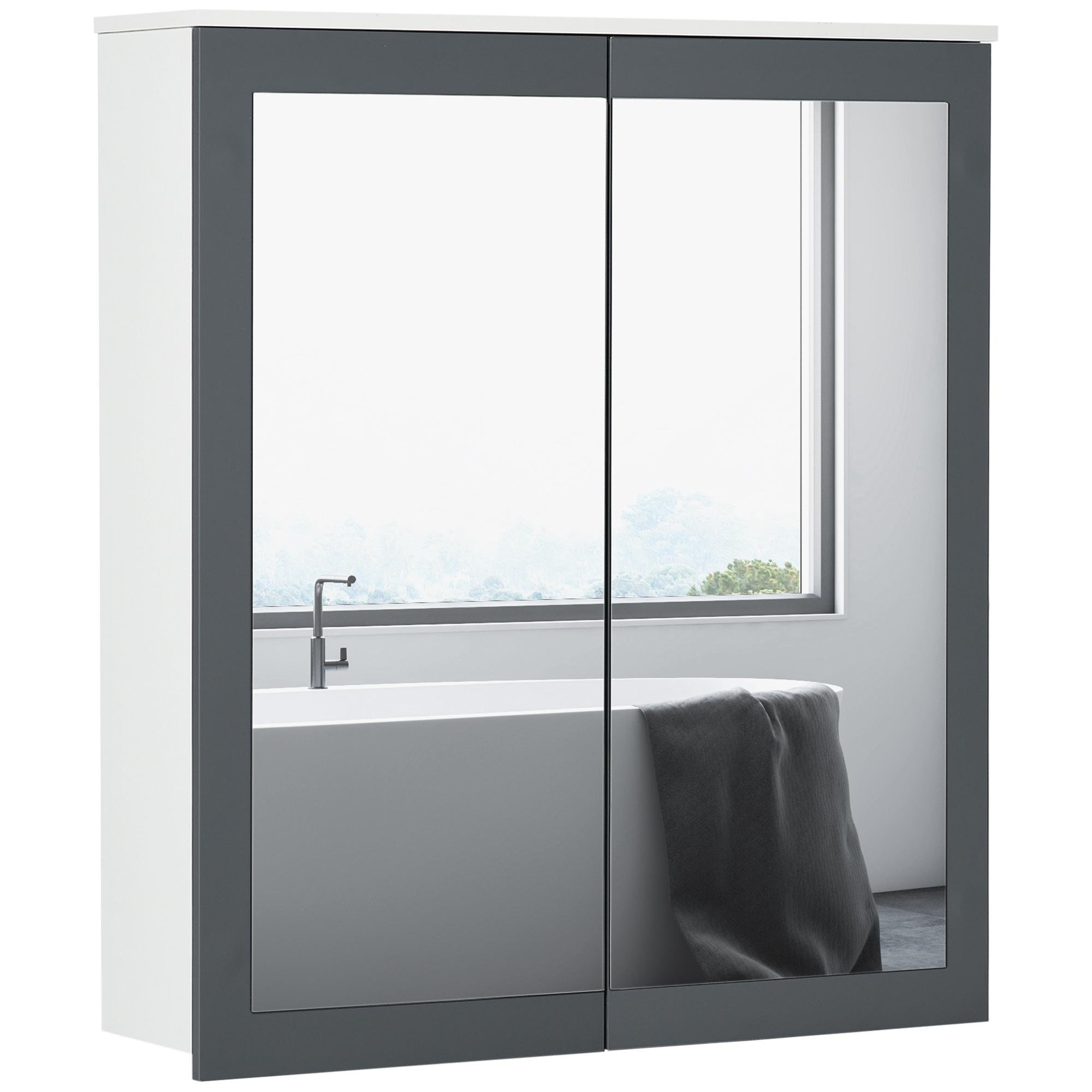 White 27 Inch Mirror Cabinet with Adjustable Shelves