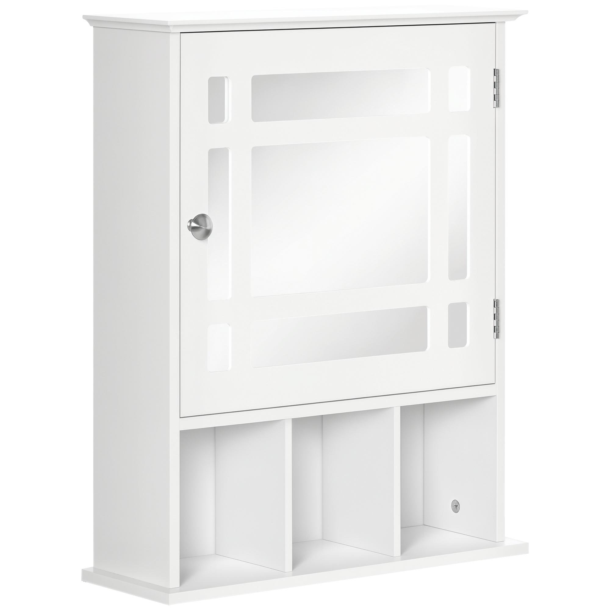White Wall Mounted Medicine Cabinet with Mirror