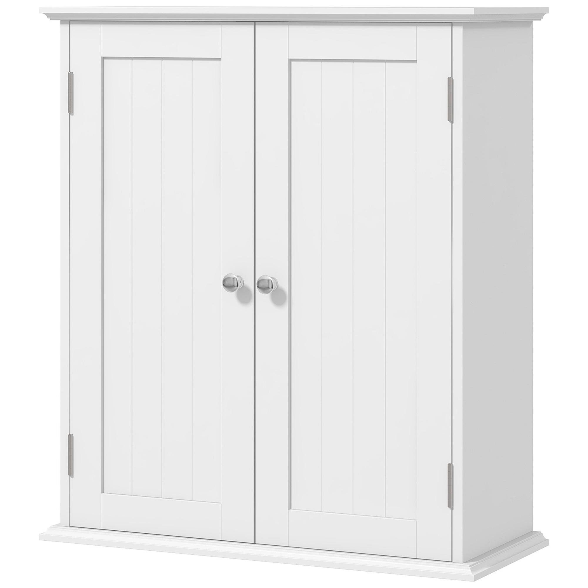 White Three Tier Medicine Cabinet with Adjustable Shelf