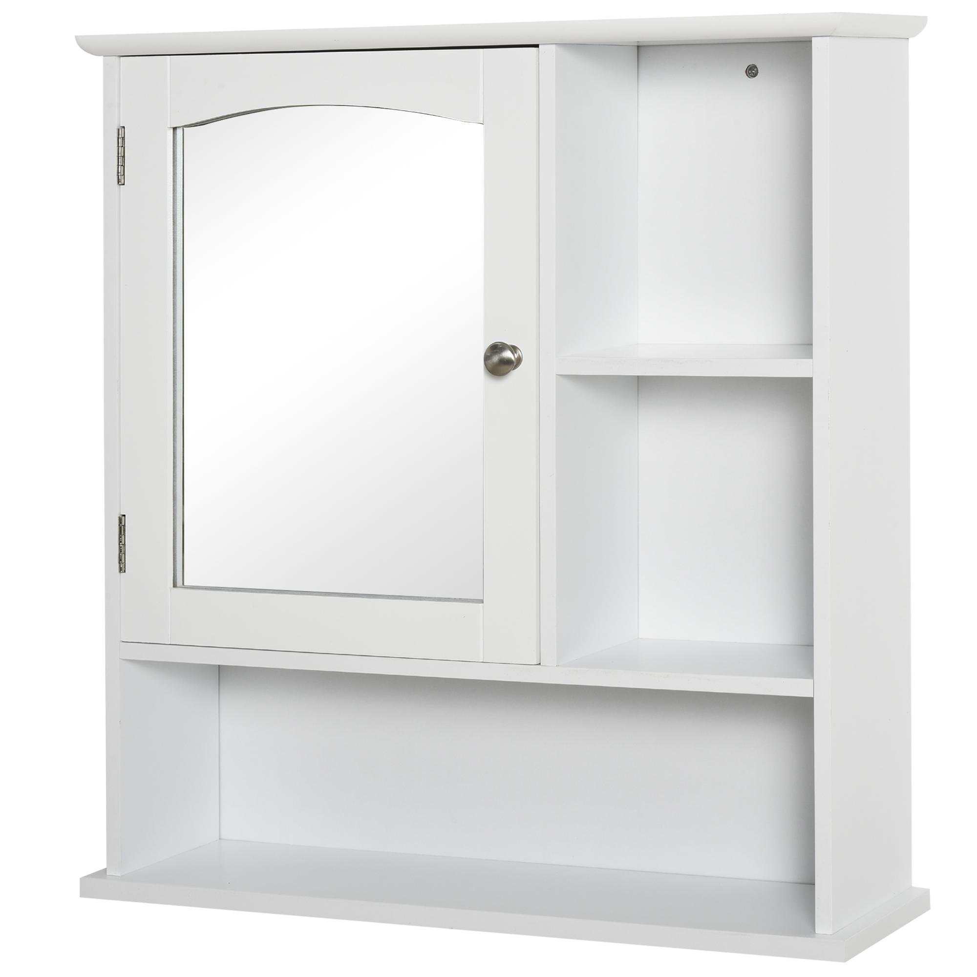 White Small MDF Mirror Cabinet with Adjustable Shelf