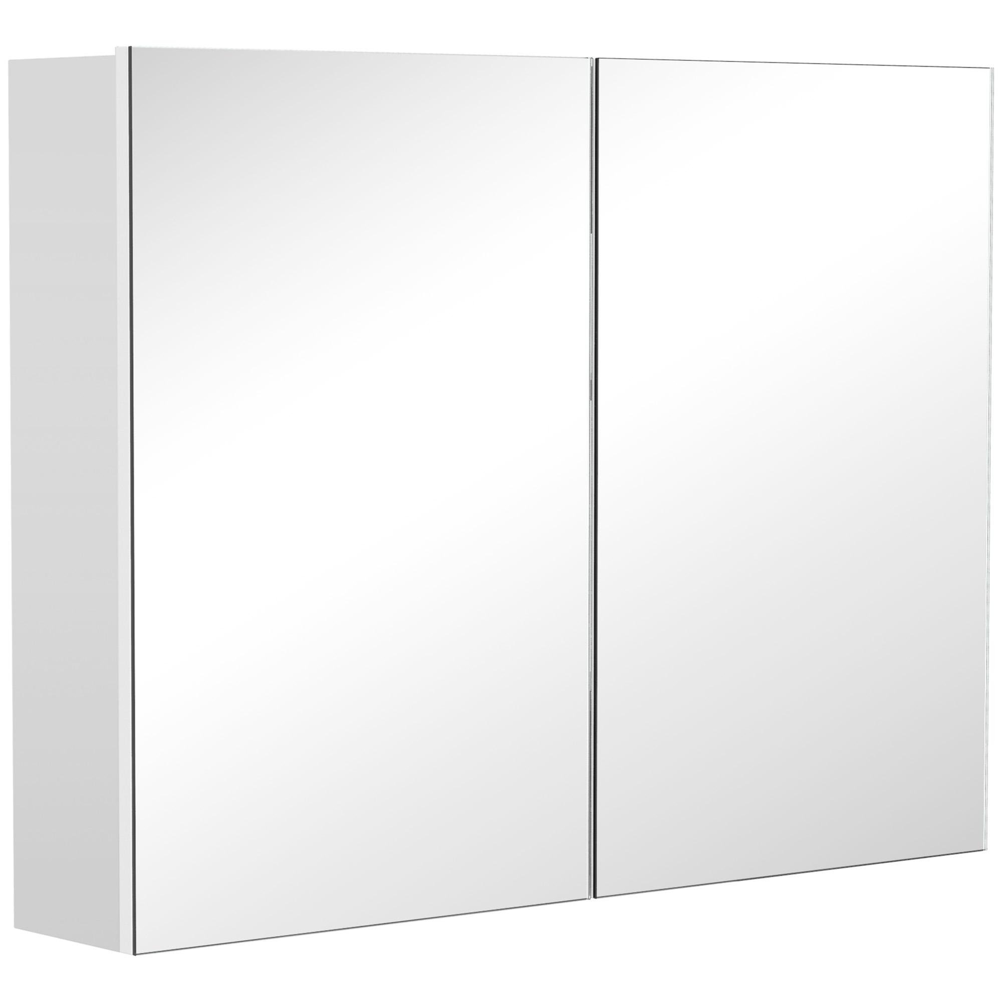 White Adjustable Mirror Cabinet with 3-Level Shelf