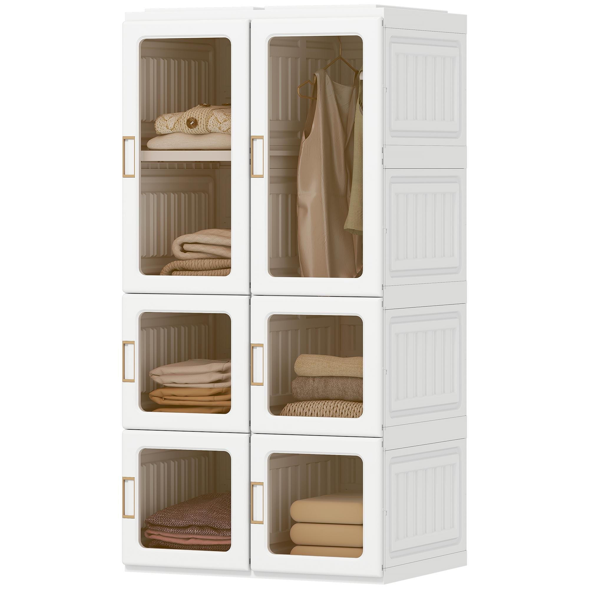 White Plastic Wardrobe Organiser with 5 Compartments