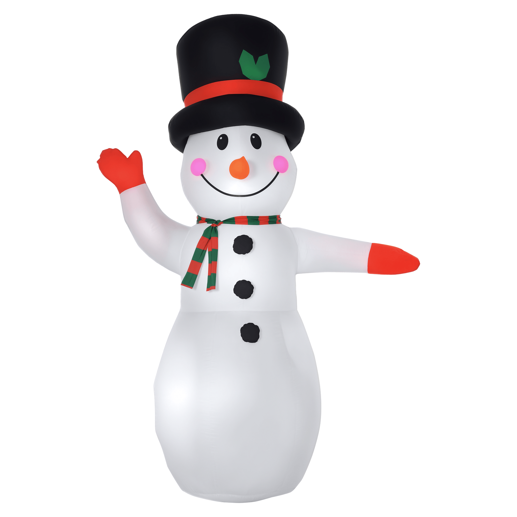 8ft white waving snowman inflatable with LED lights