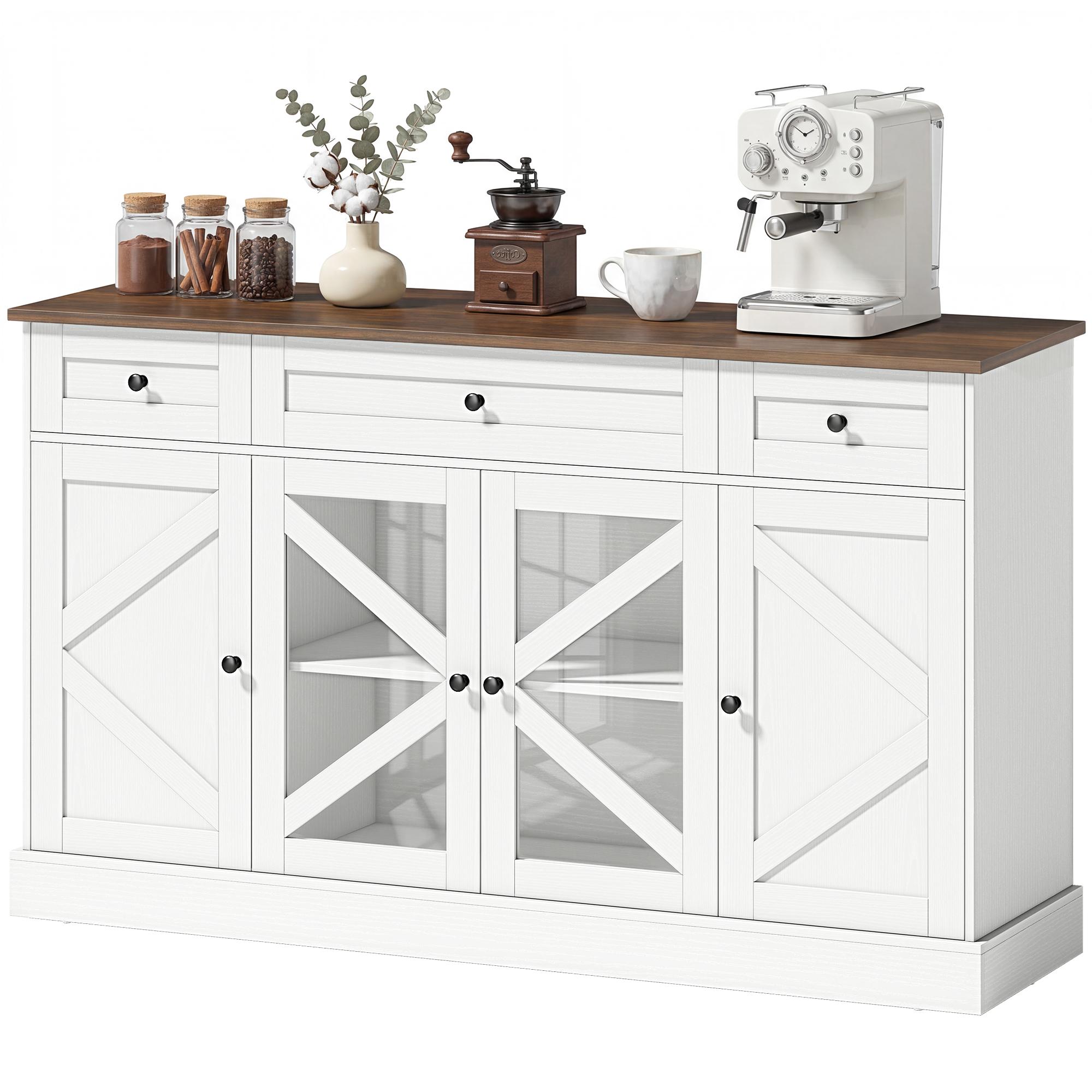 White Acrylic Door Sideboard with 3 Drawers