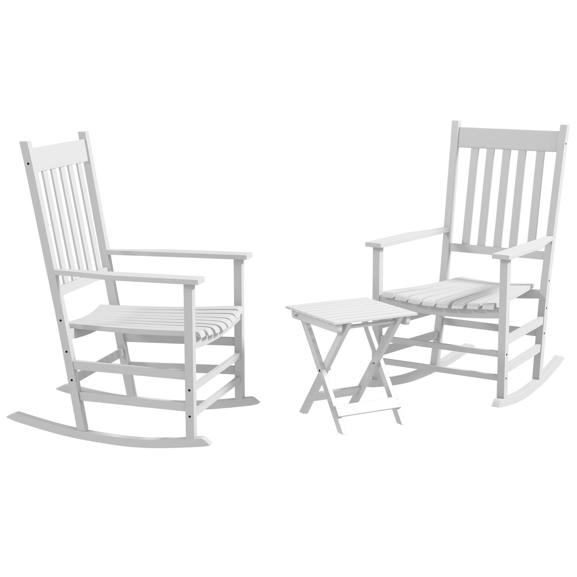 White Wooden Rocking Chair Set with Folding Table