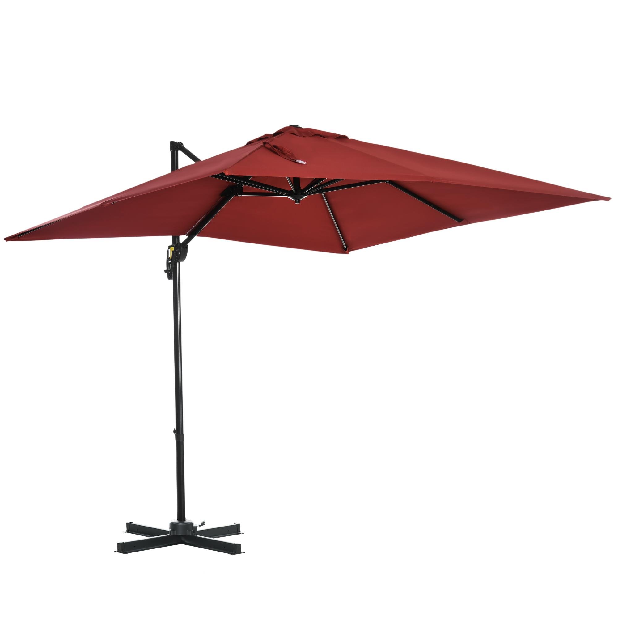 Wine Red 8 ft Cantilever Umbrella, 360° Rotating