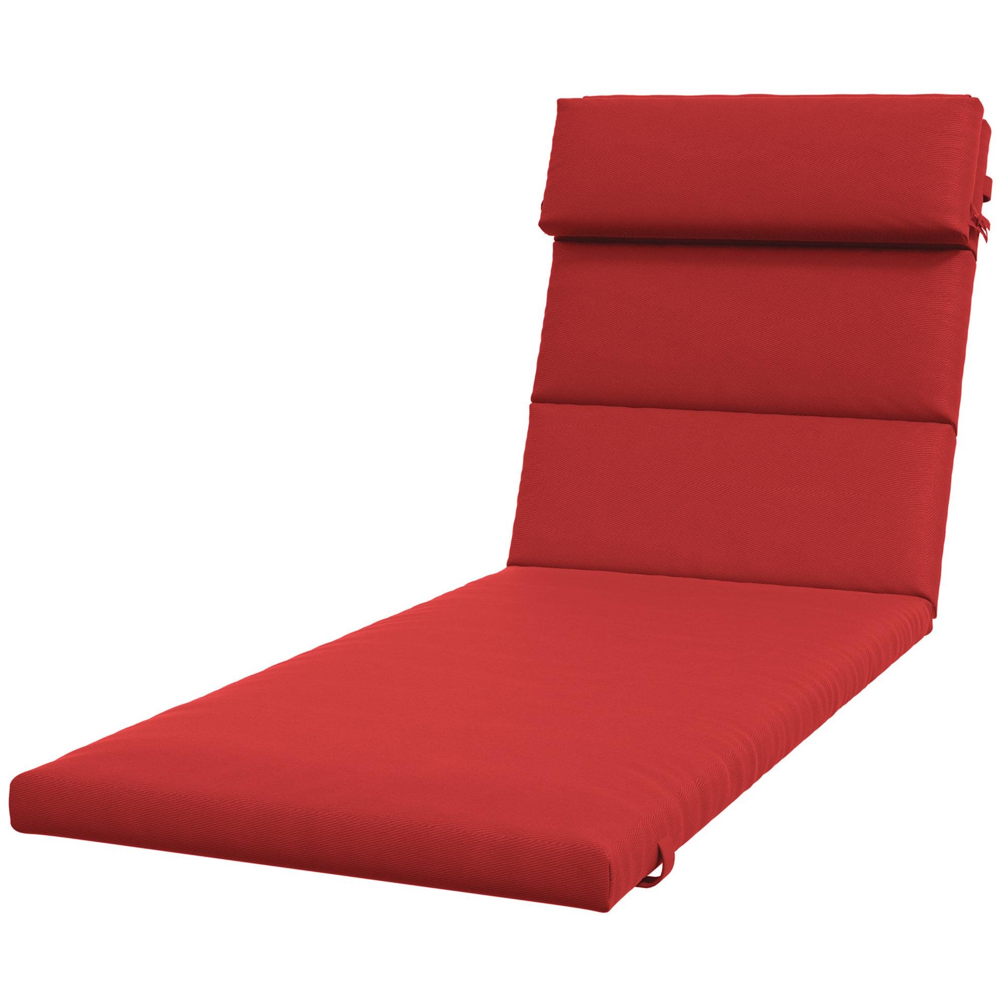 Wine Red Chaise Lounge Cushion with Headrest, 77.2-Inch