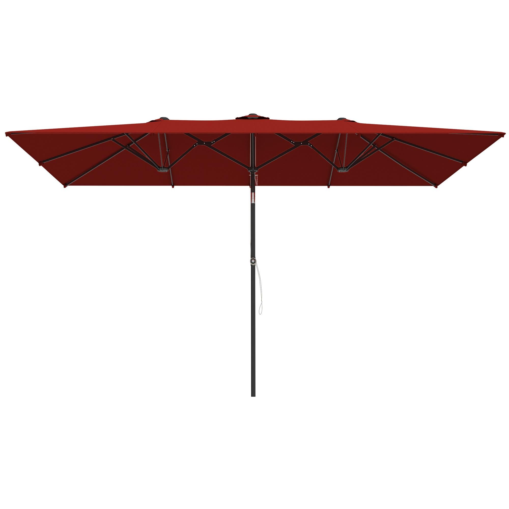 Large Wine Red Patio Umbrella, Double-Sided 116 in