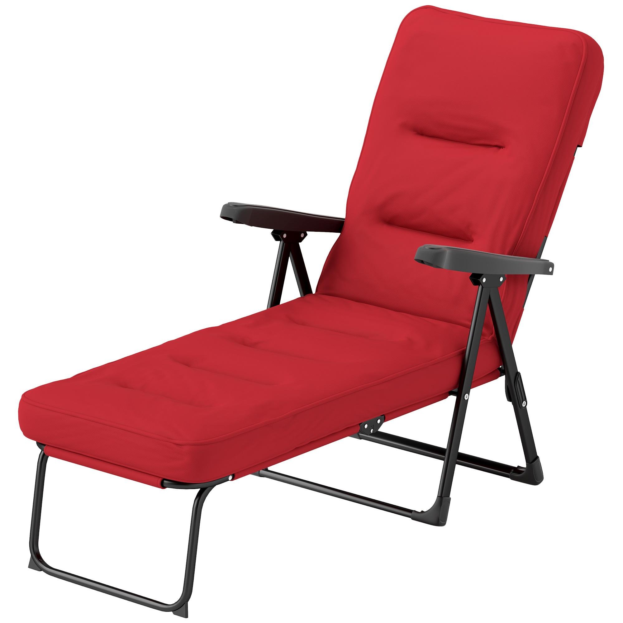 Wine Red Reclining Chair, Folding 4-Position Lounger