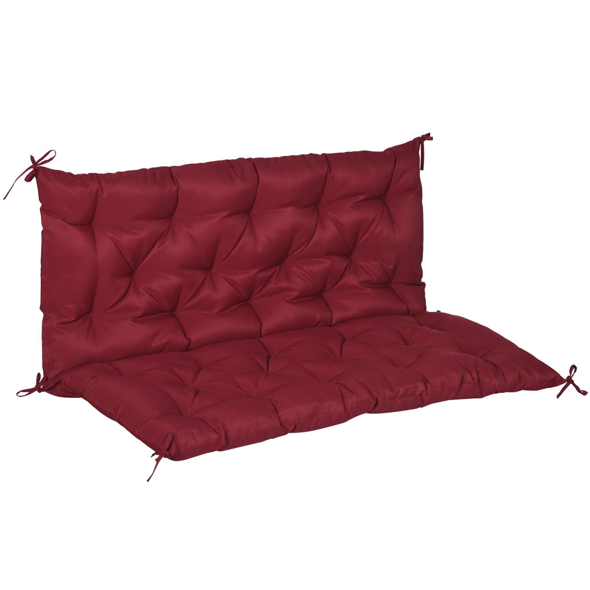 Wine Red Tufted Bench Cushion with Ties