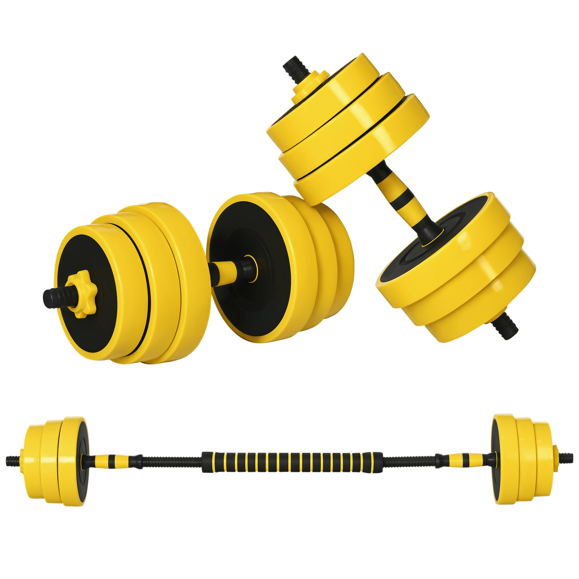 66 lbs yellow adjustable set for dumbbell and barbell training
