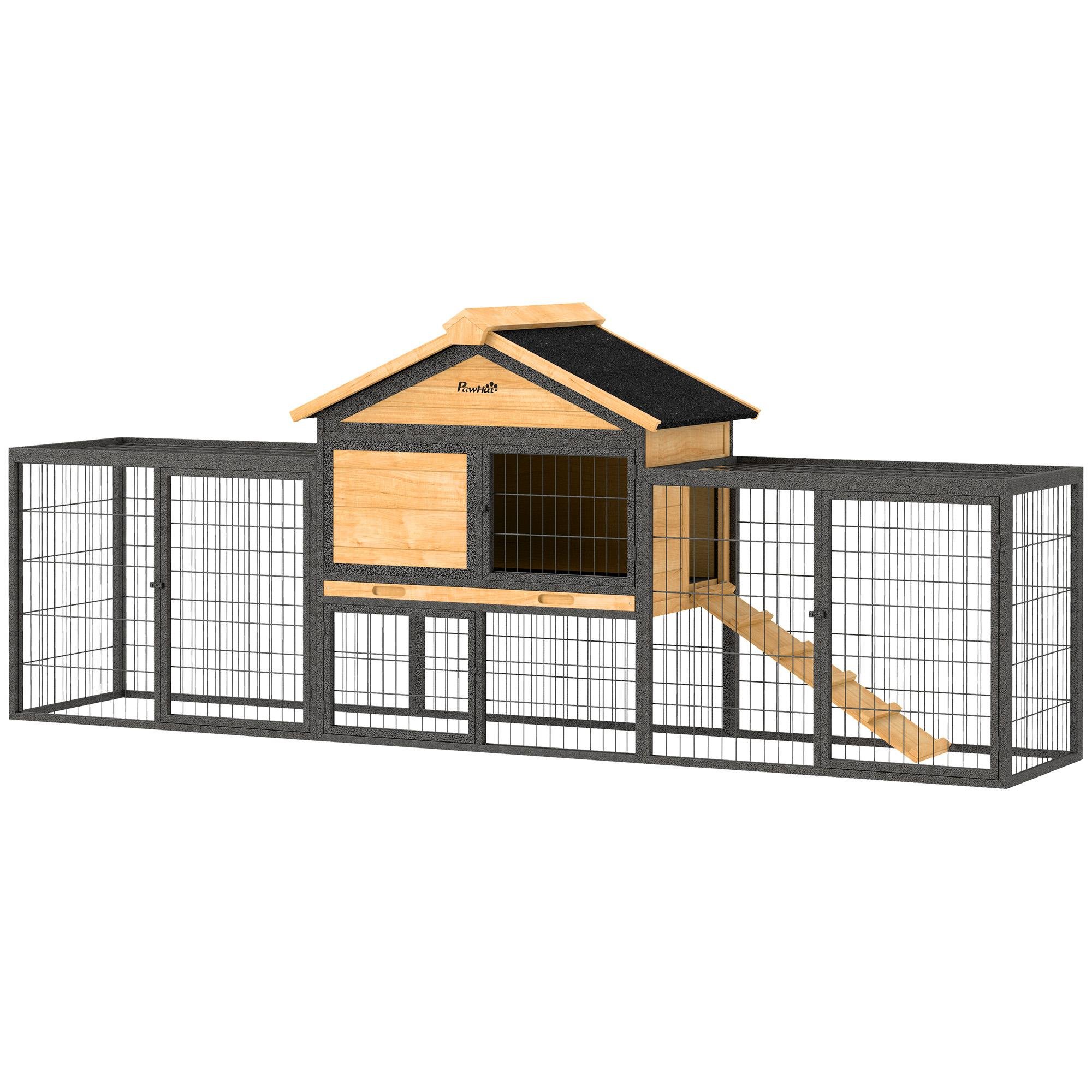 Yellow Outdoor Rabbit Hutch with 10 sq. ft. Run