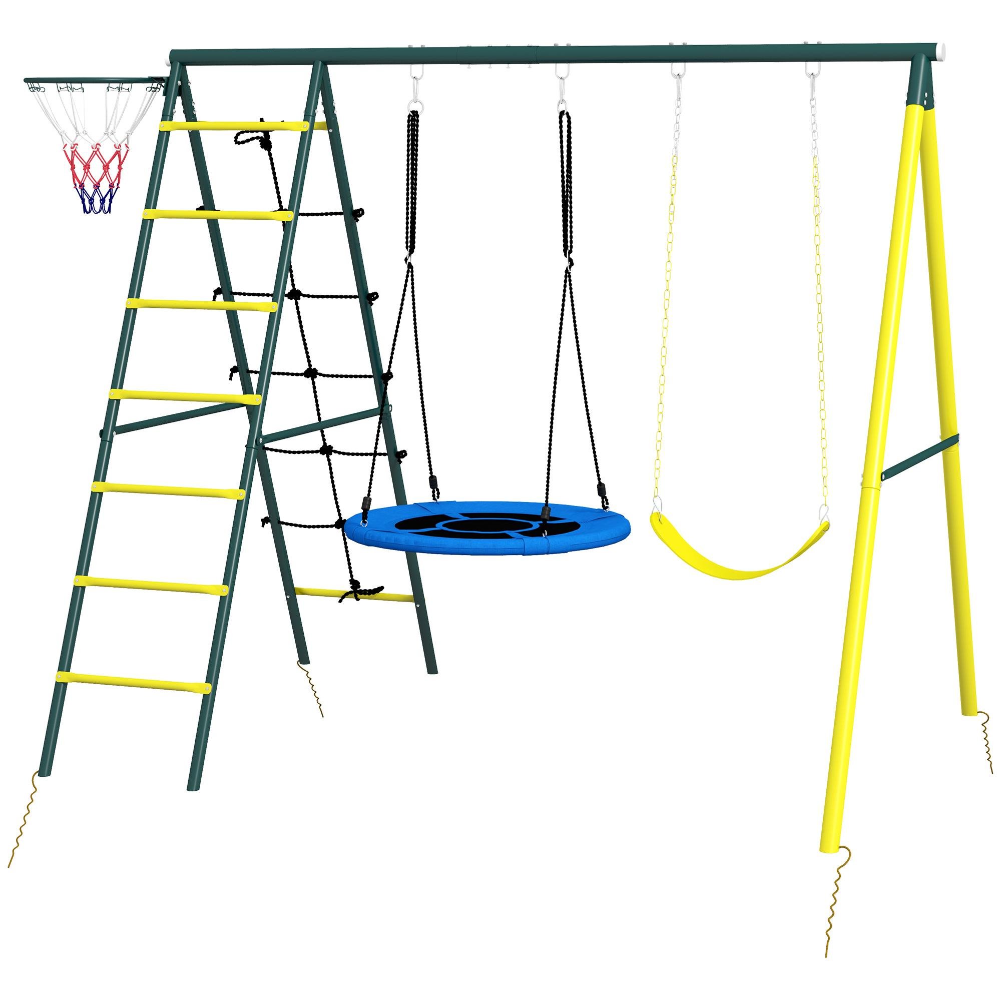Yellow Polyethylene Swing Set with 4 Play Options