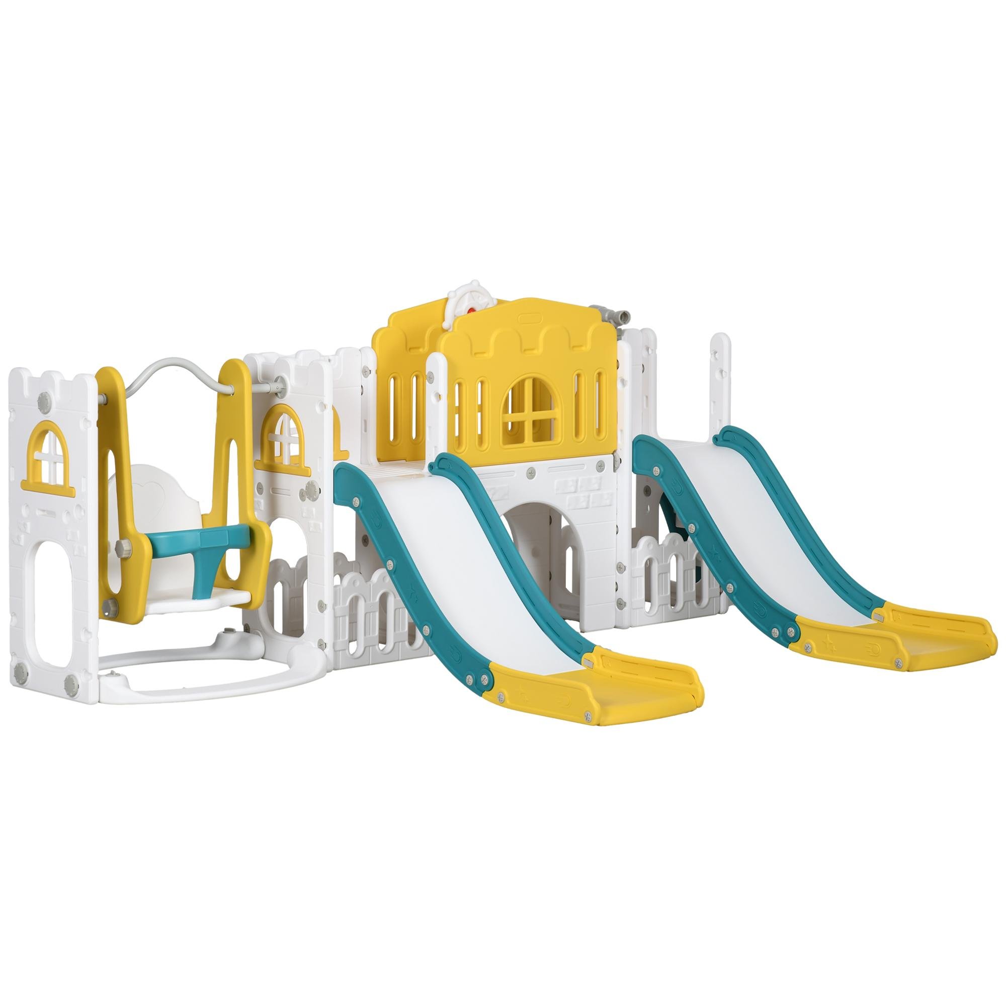 Yellow 8-in-1 Toddler Playset with Dual Slides