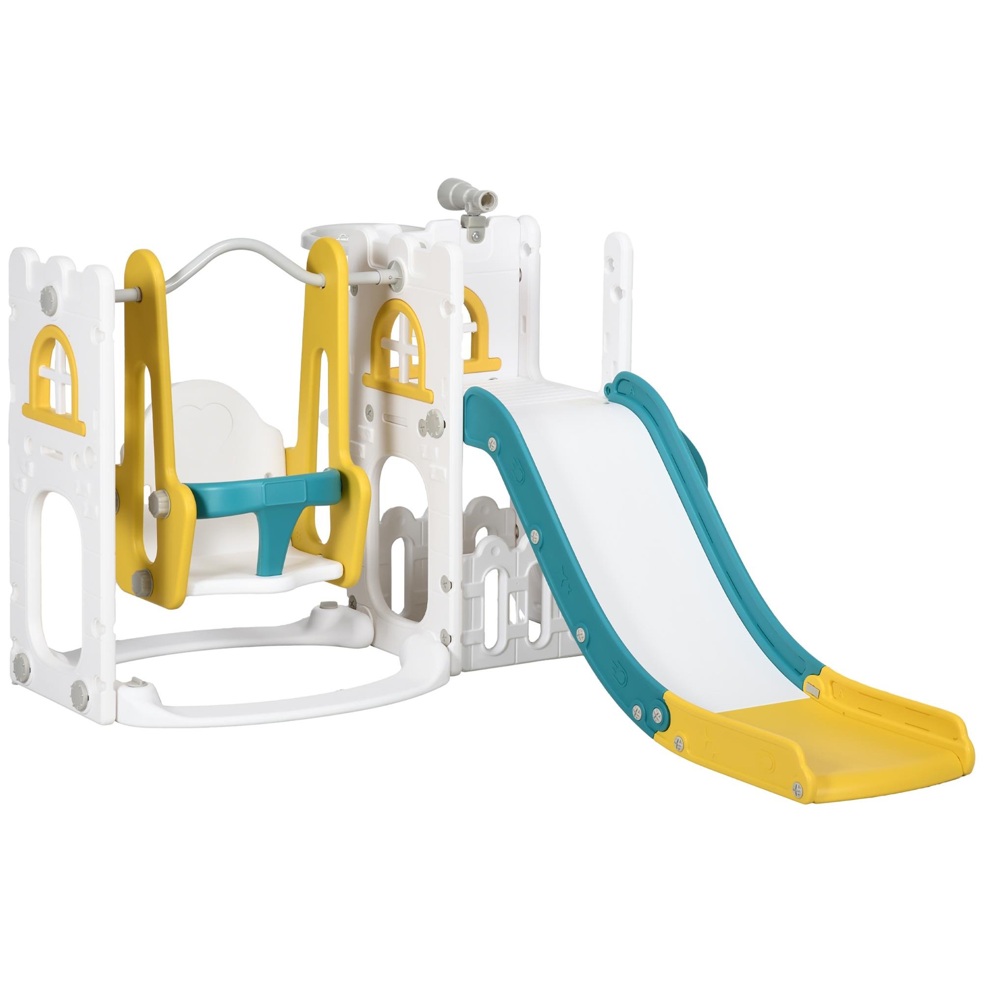 Yellow HDPE Swing Playset 6-in-1 for Toddlers