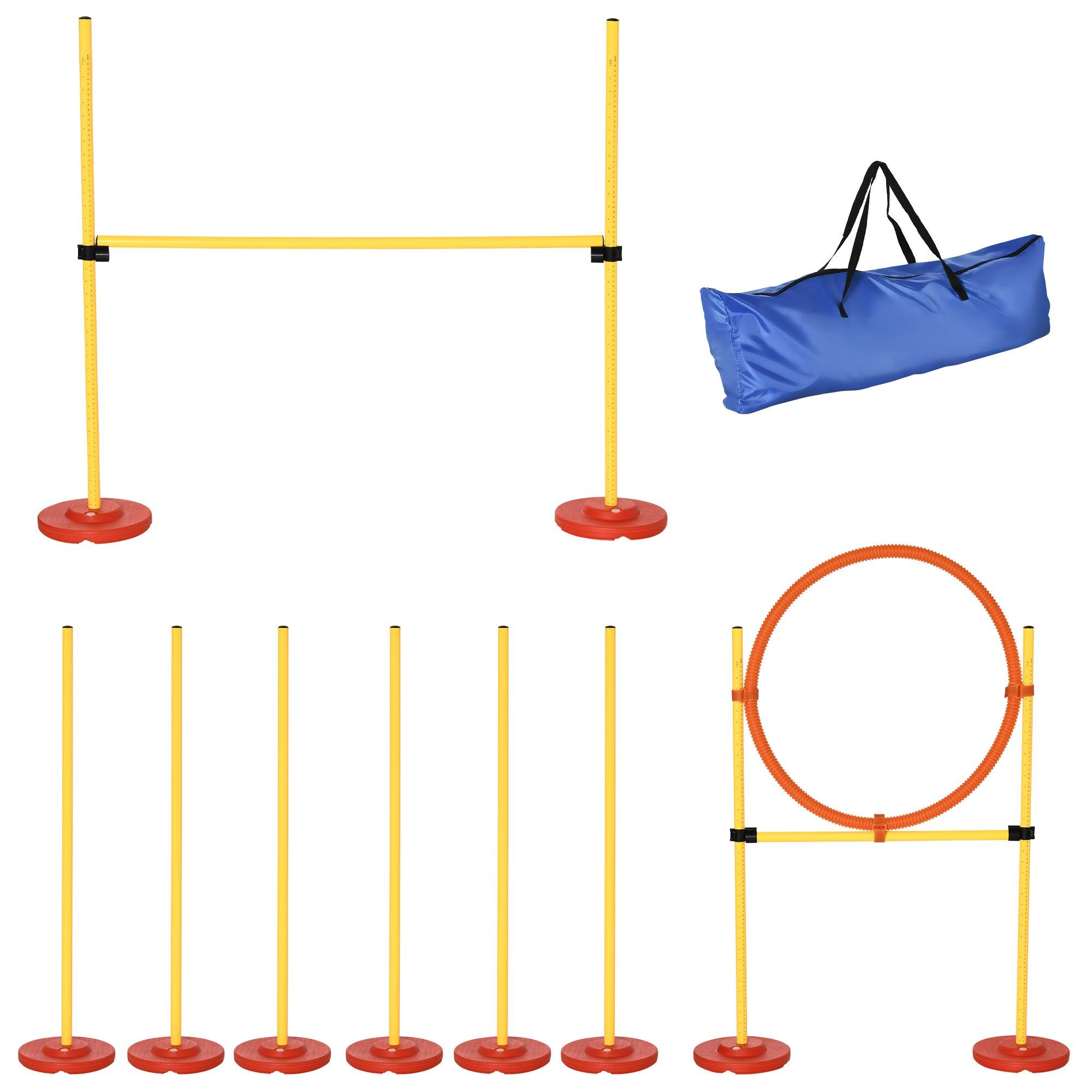 Yellow Portable Dog Agility Set with Adjustable Obstacles