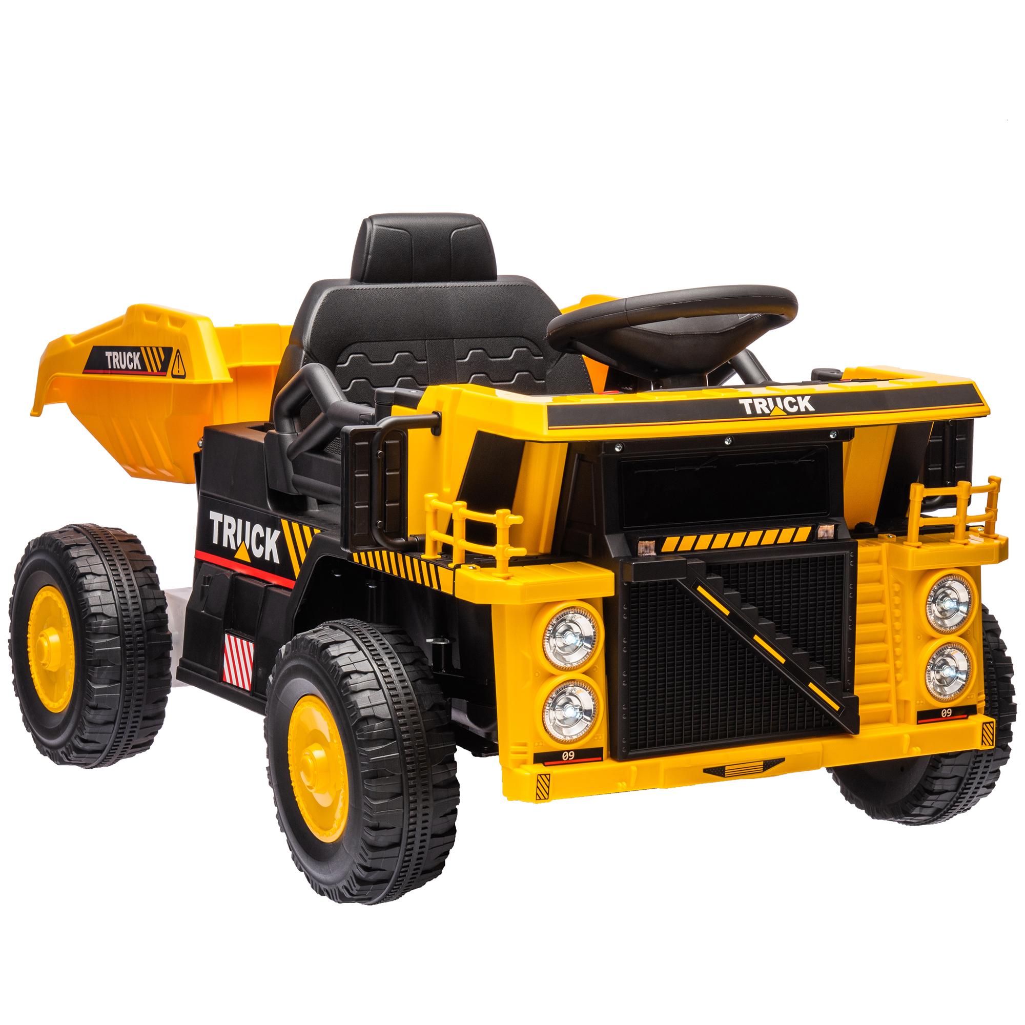 Yellow Electric Dump Truck with Powered Tipping Bed