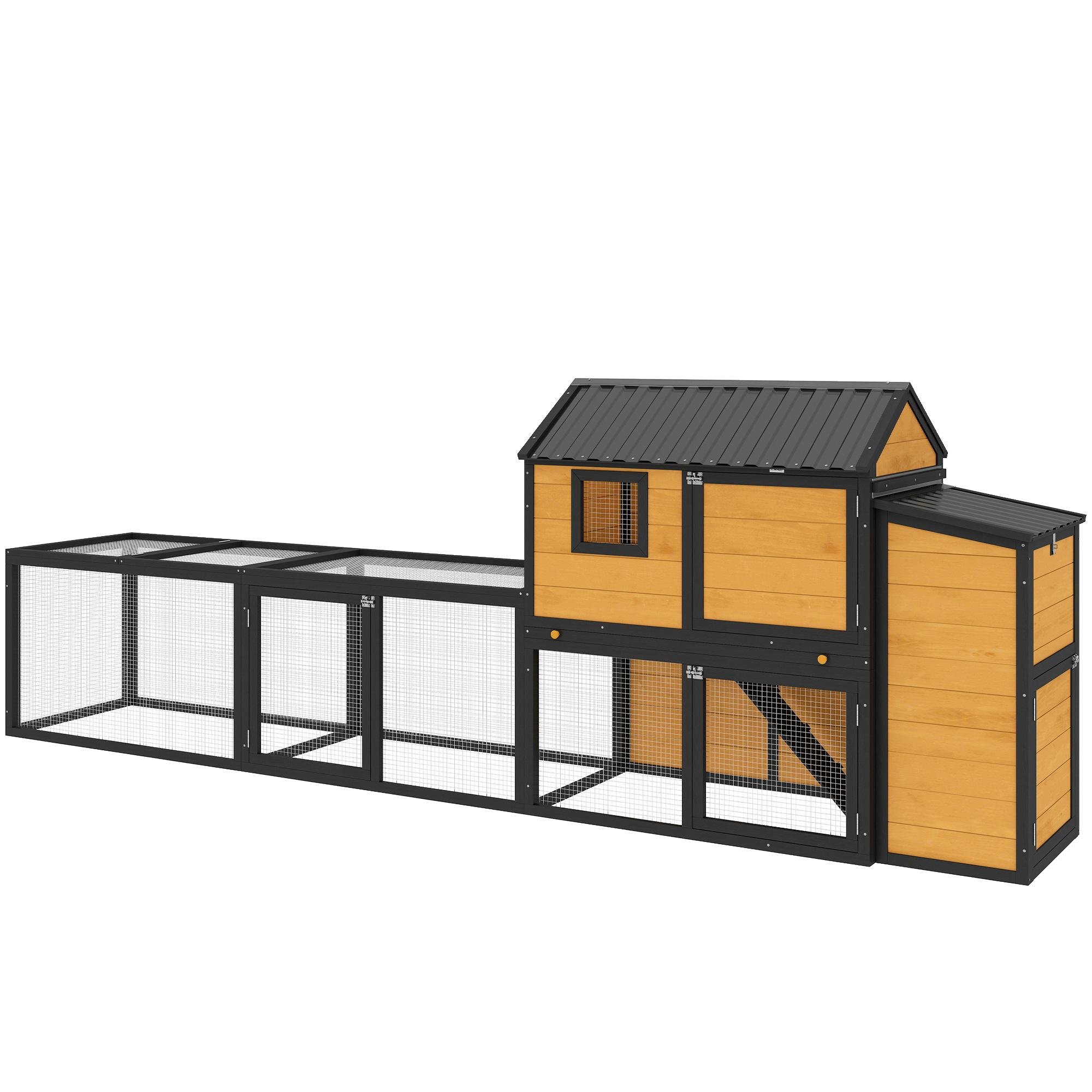 Yellow fir chicken coop with 133.5-inch run