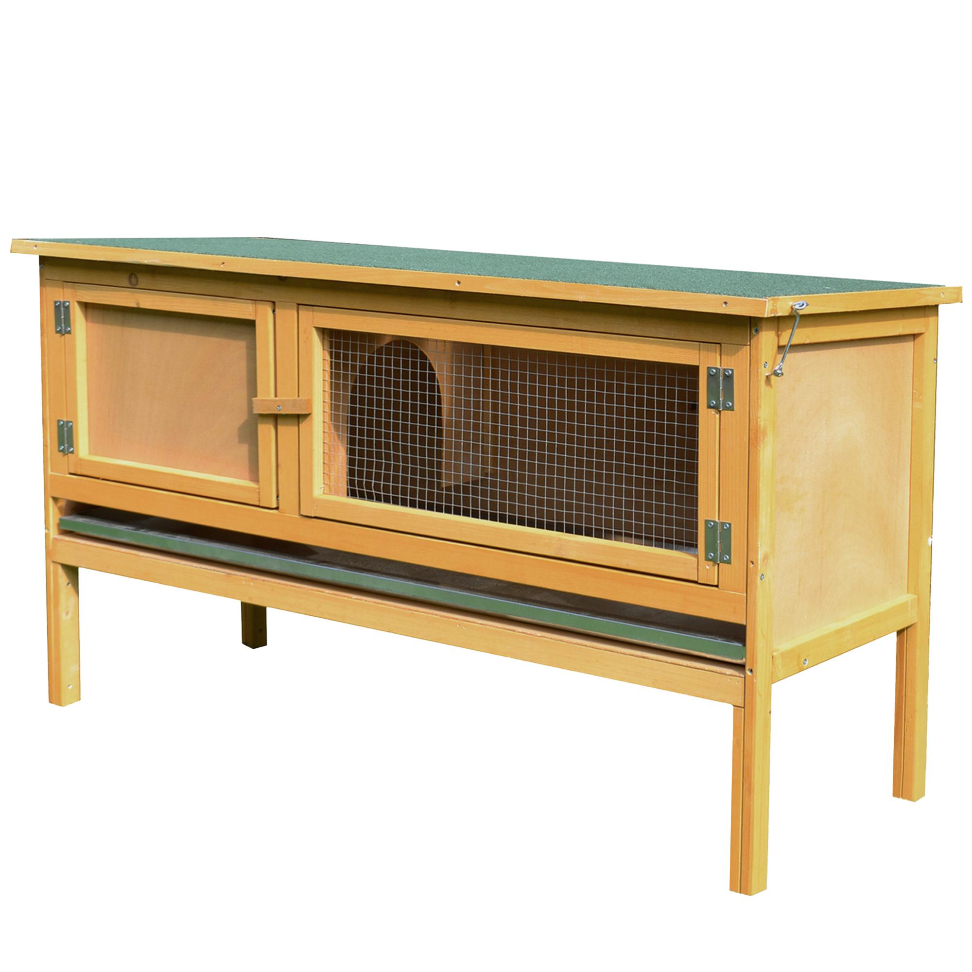 Yellow Fir Wood Rabbit Hutch with Slide-Out Tray