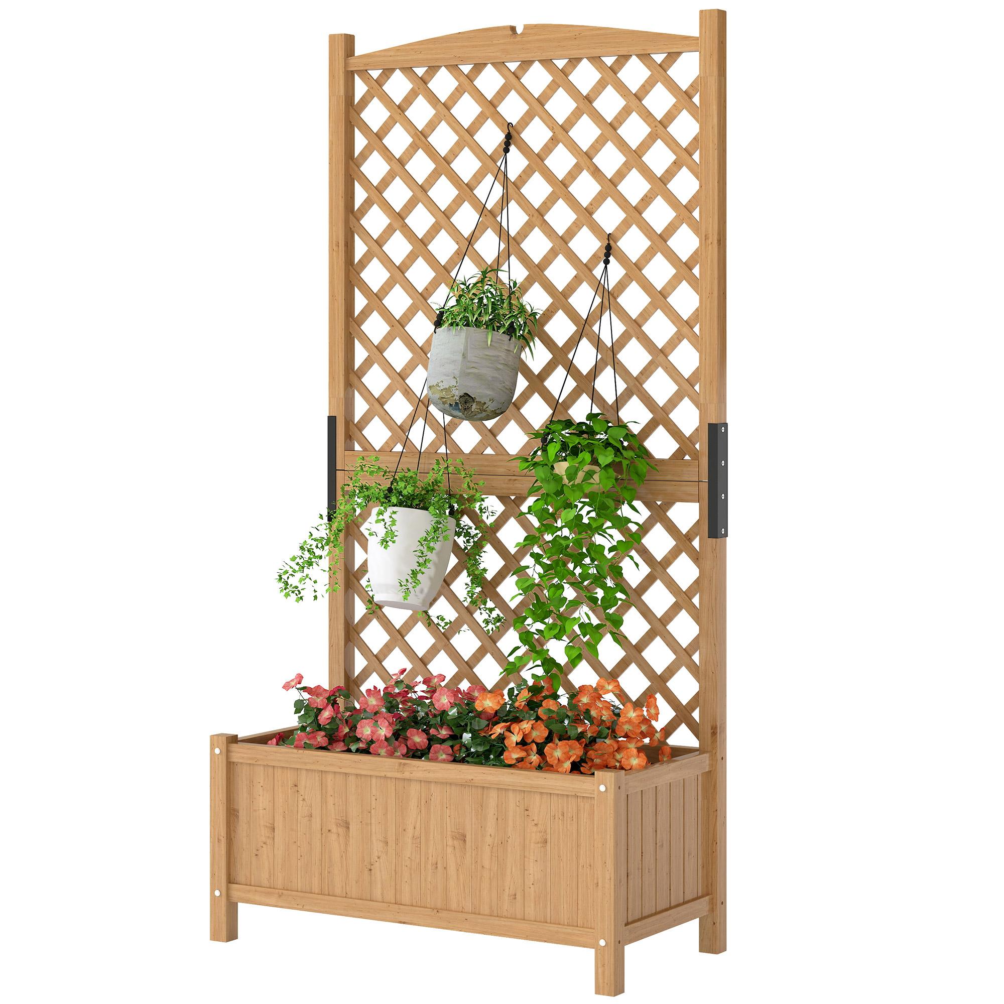 Yellow Fir Trellis Planter with Raised Bed