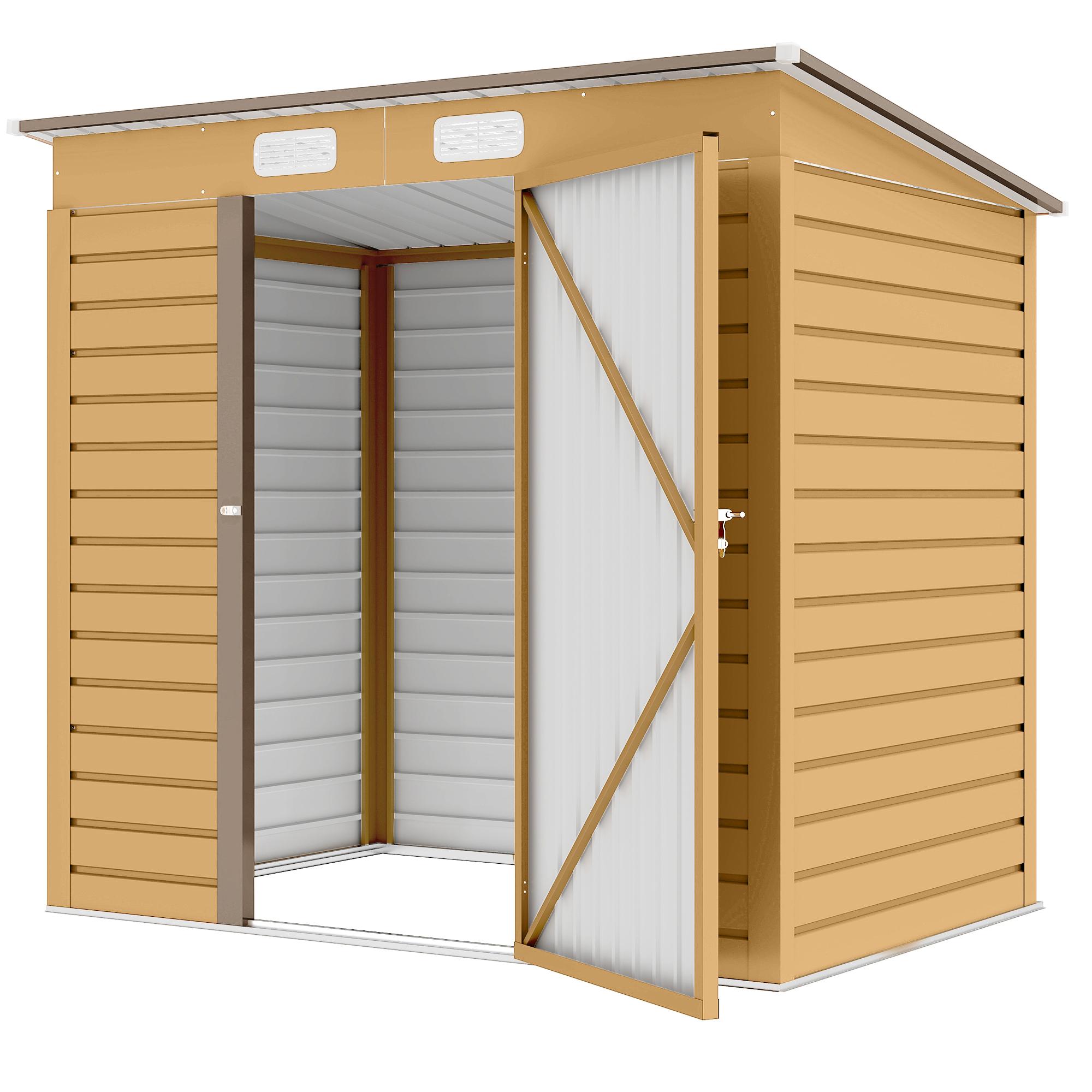 Yellow 6x4 Galvanized Shed with Double Doors