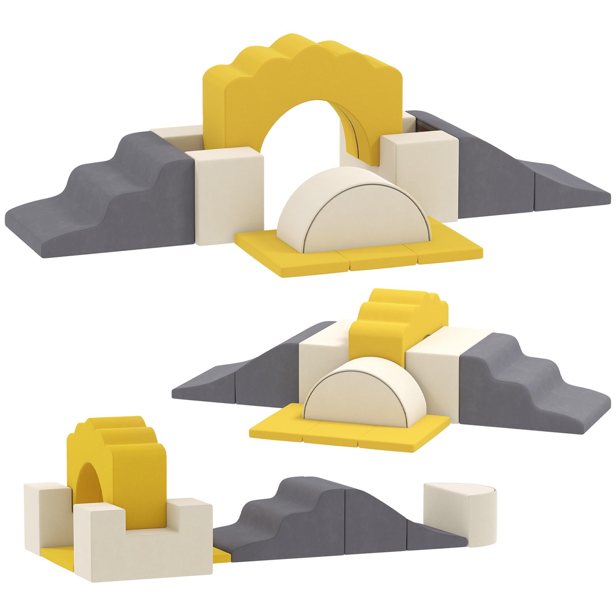 Yellow Soft Play Gym, 7-Piece Set for Toddlers