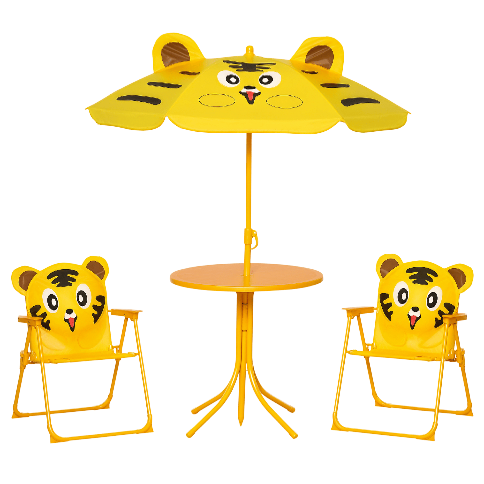Yellow Kids Picnic Table Set with Adjustable Umbrella