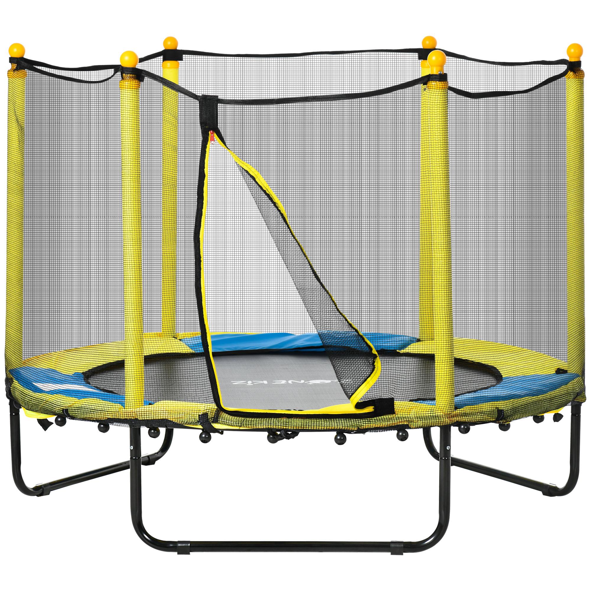 Yellow 55 Inch Kids Trampoline with Enclosure Net