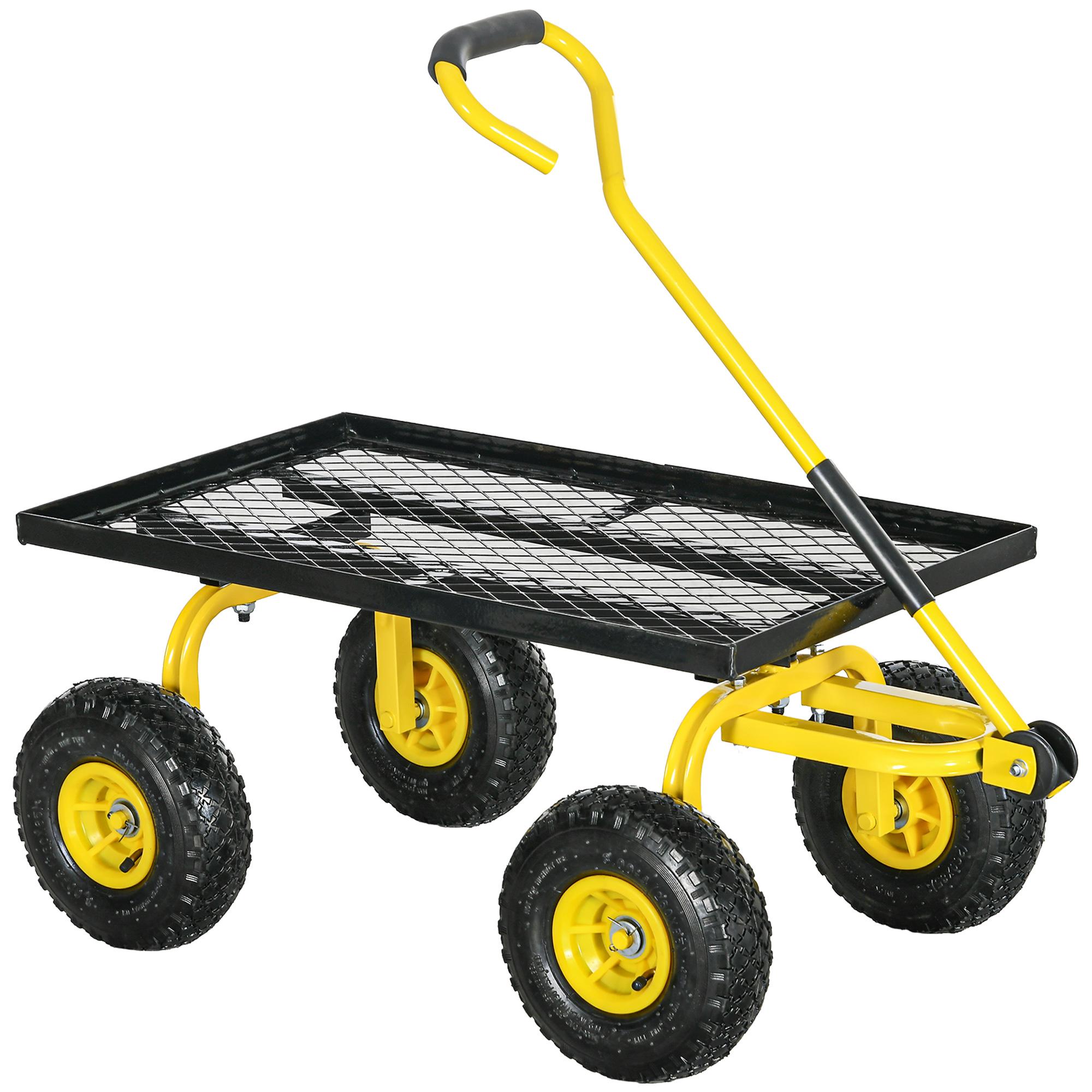 Yellow Mesh Garden Cart with 330 lb Capacity